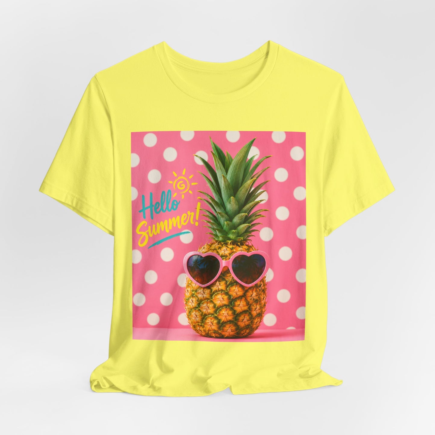 Sunflower Porch Co Pineapple with Sunglasses Tee | Hello Summer Polka Dot Graphic