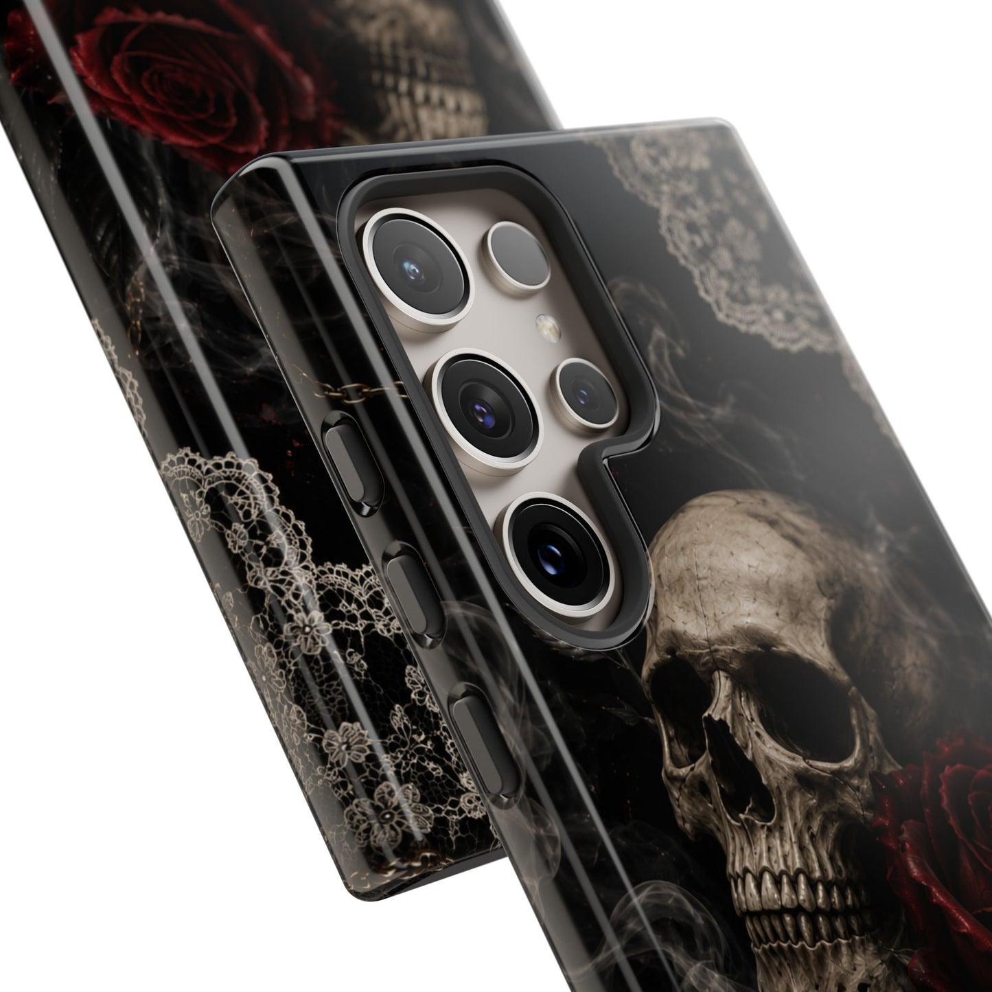 Sunflower Porch Co Skull with Red Rose phone case | Tough Cases