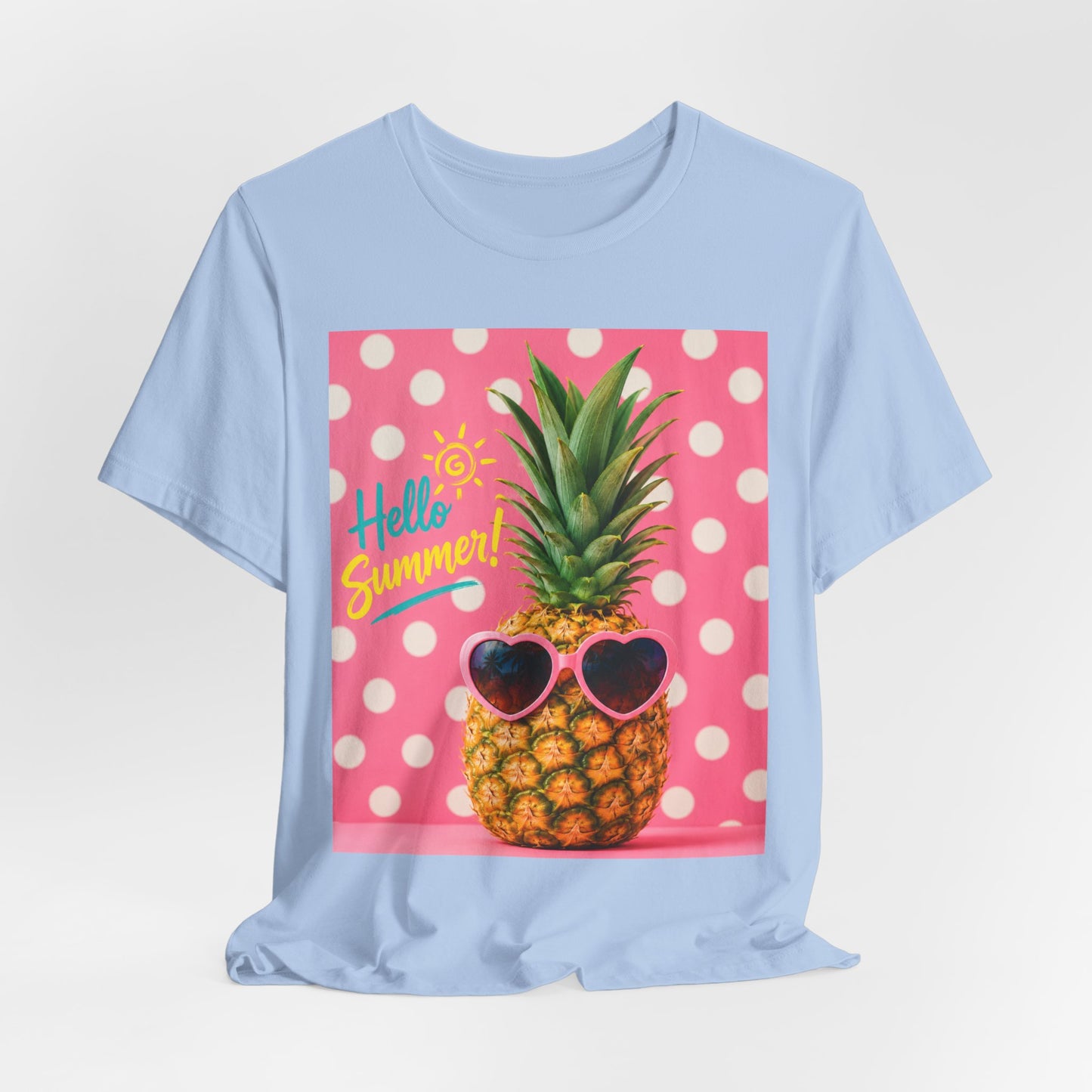 Sunflower Porch Co Pineapple with Sunglasses Tee | Hello Summer Polka Dot Graphic