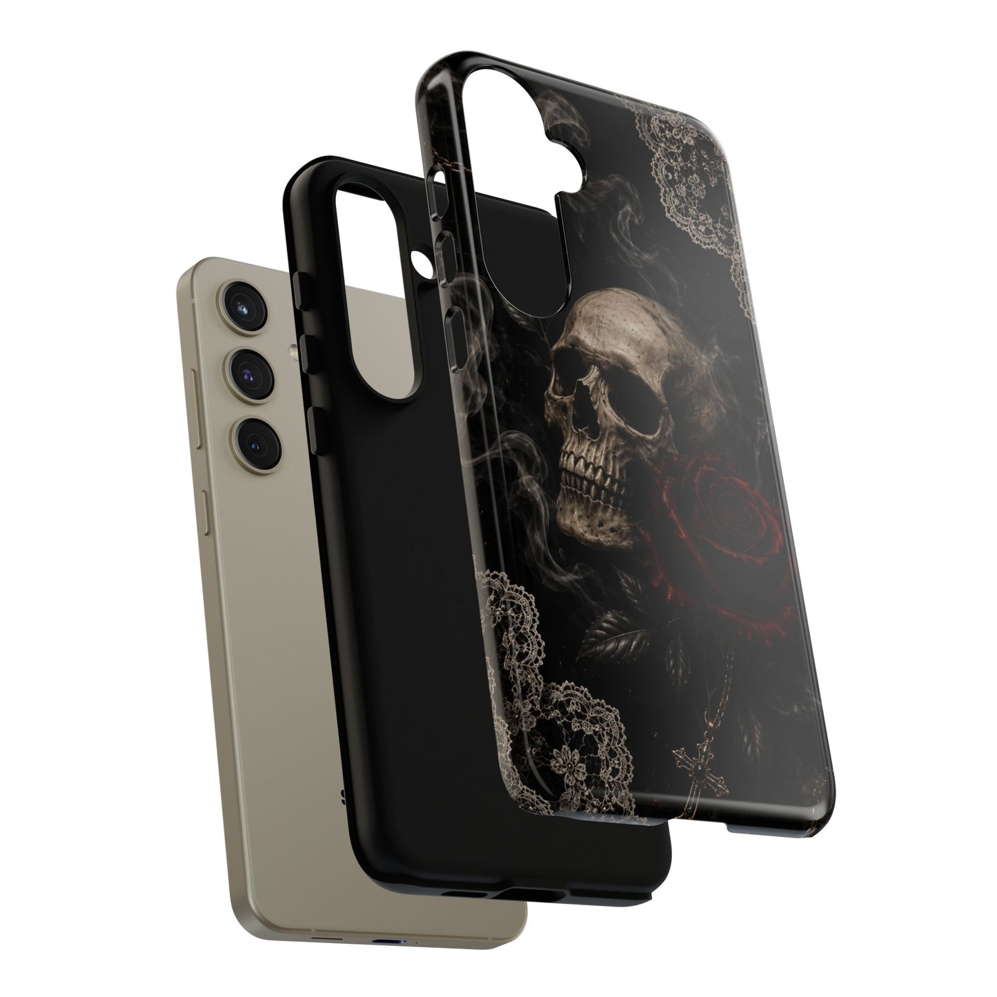 Sunflower Porch Co Skull with Red Rose phone case | Tough Cases