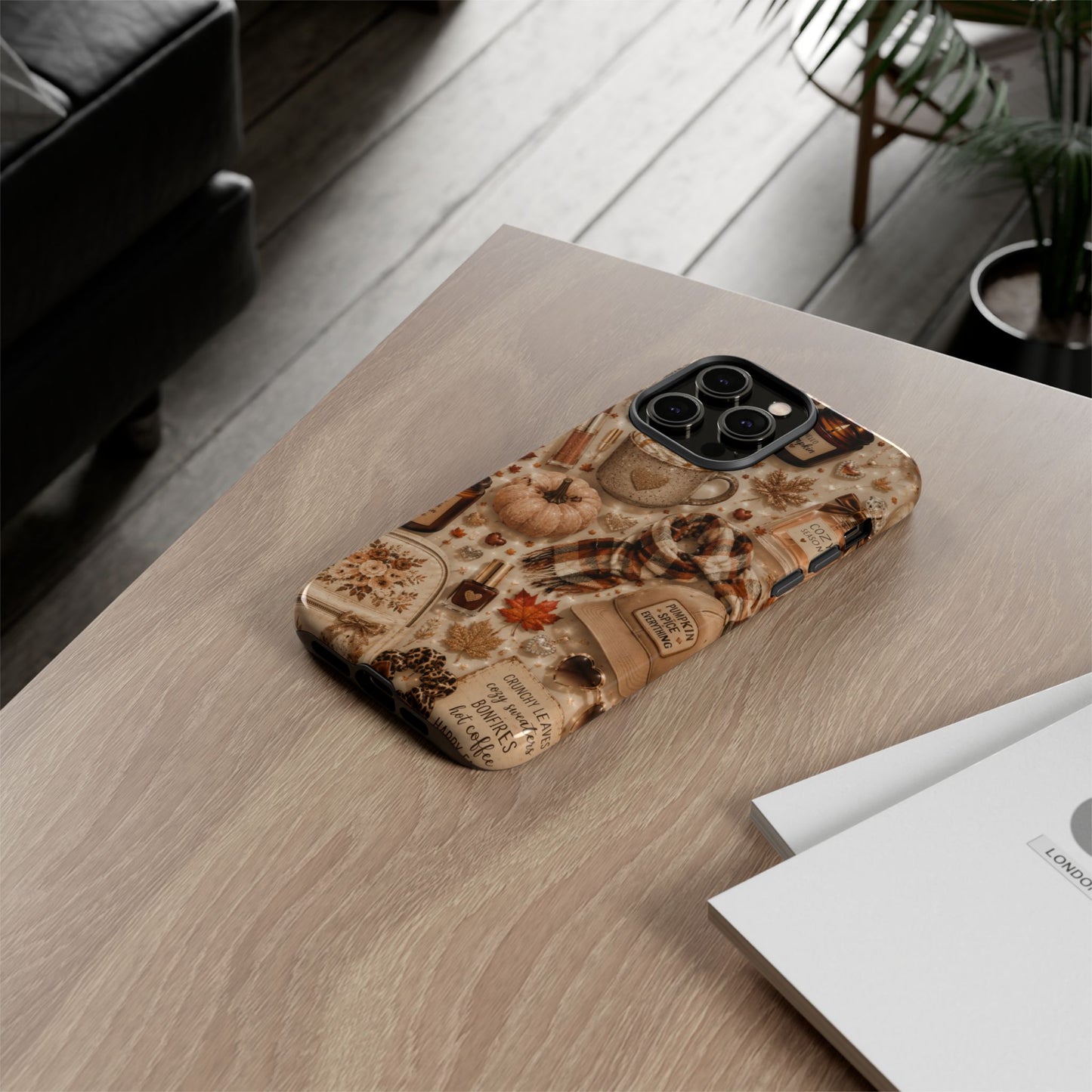 Sunflower Porch Co Cozy Autumn Mug and Pumpkin Pattern Phone Case | Fall Aesthetic