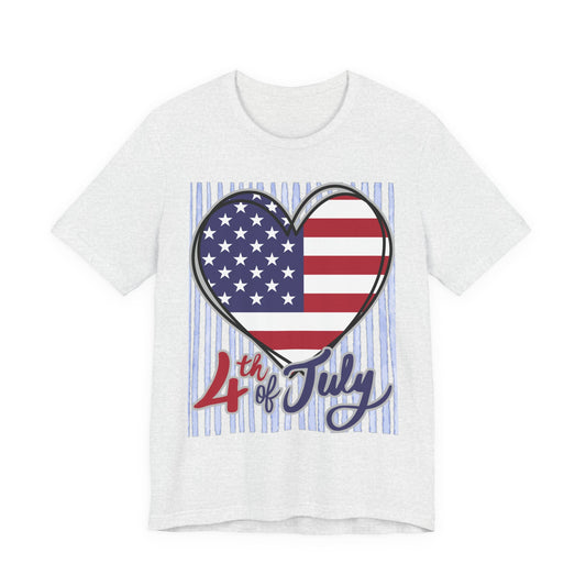 Sunflower Porch Co 4th of July Heart American Flag Tee | Patriotic Independence Day Shirt