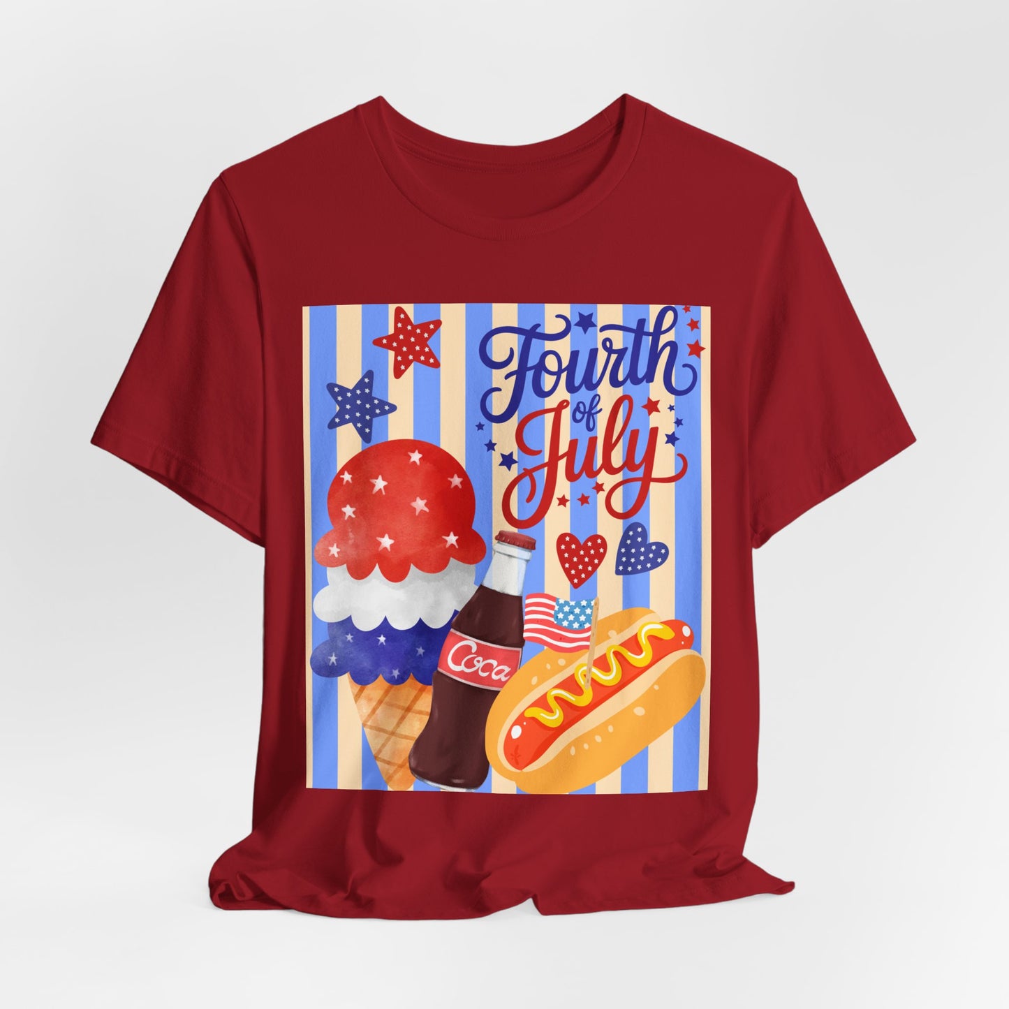 Sunflower Porch Co Fourth of July Ice Cream Hot Dog Tee | Patriotic Summer Independence Day Shirt