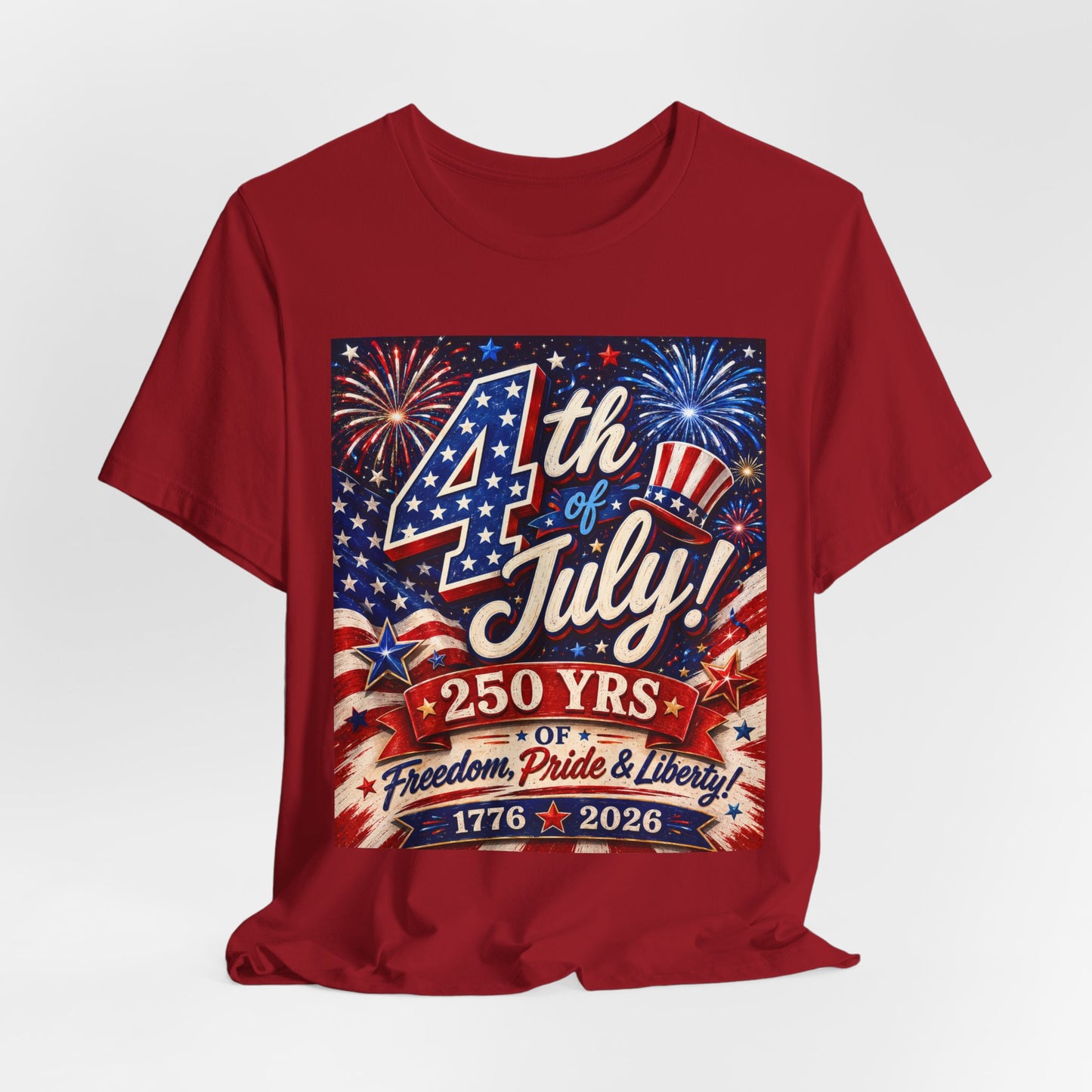 Sunflower Porch Co 4th of July T-Shirt - 250 Years 1776-2026 Fireworks, Freedom, Pride & Liberty Tee