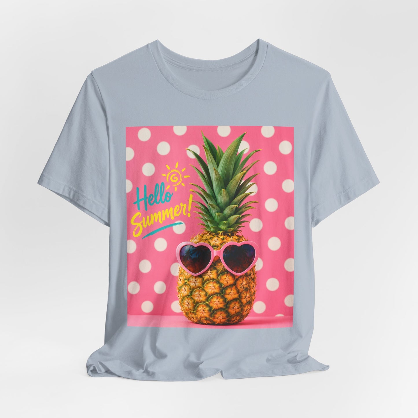 Sunflower Porch Co Pineapple with Sunglasses Tee | Hello Summer Polka Dot Graphic
