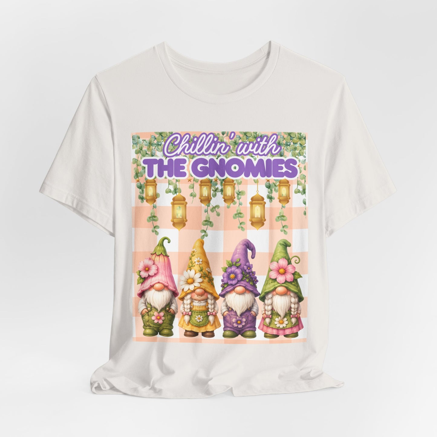SunflowerPorchCo Chillin with the Gnomes T-Shirt | Gnome Garden Tee, Floral Gnome Design