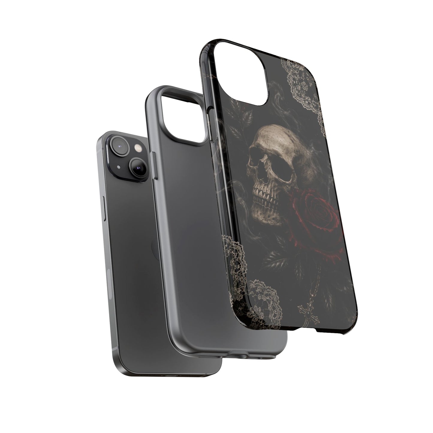 Sunflower Porch Co Skull with Red Rose phone case | Tough Cases