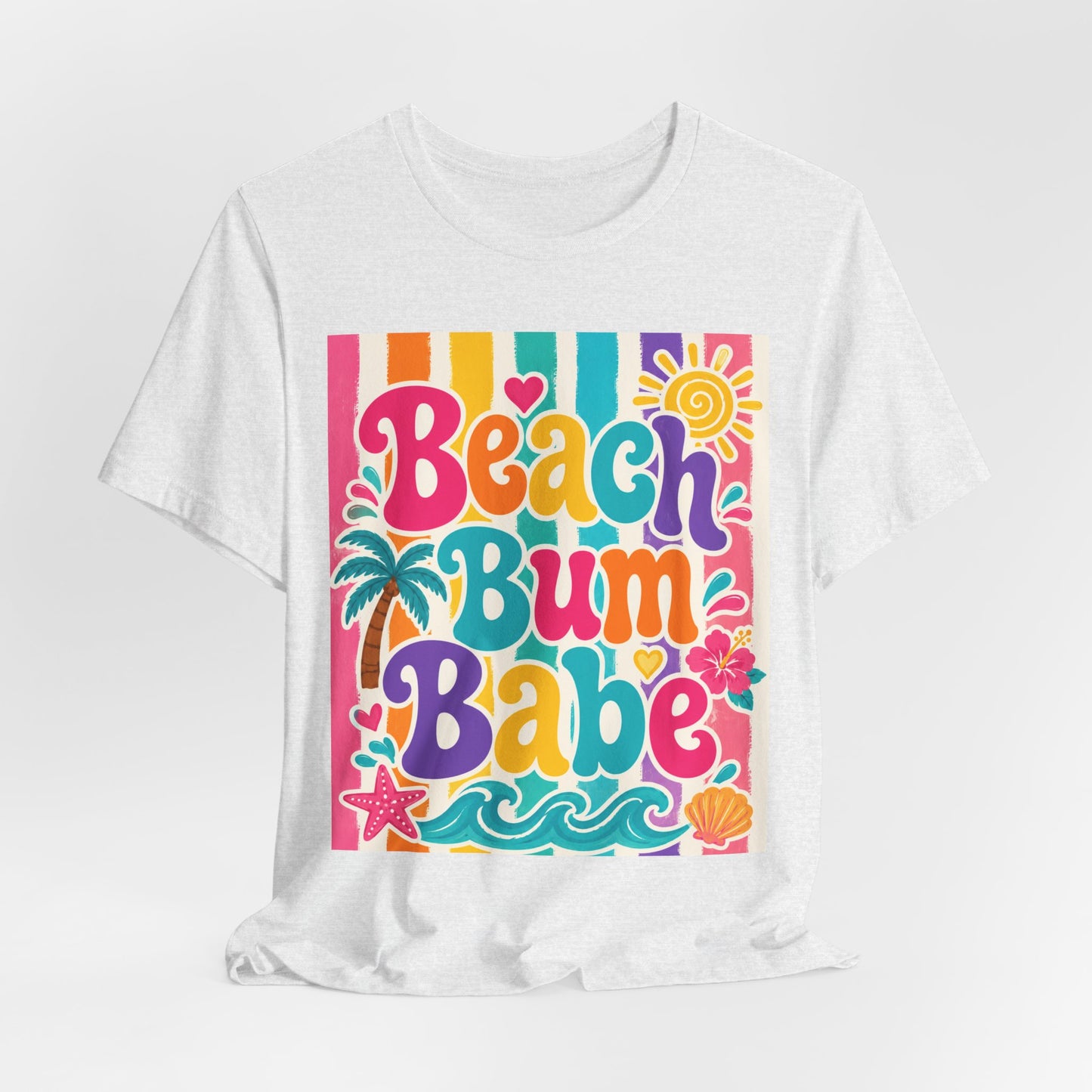 Sunflower Porch Co. Beach Bum Babe T-Shirt — Colorful Retro Tropical Summer Tee