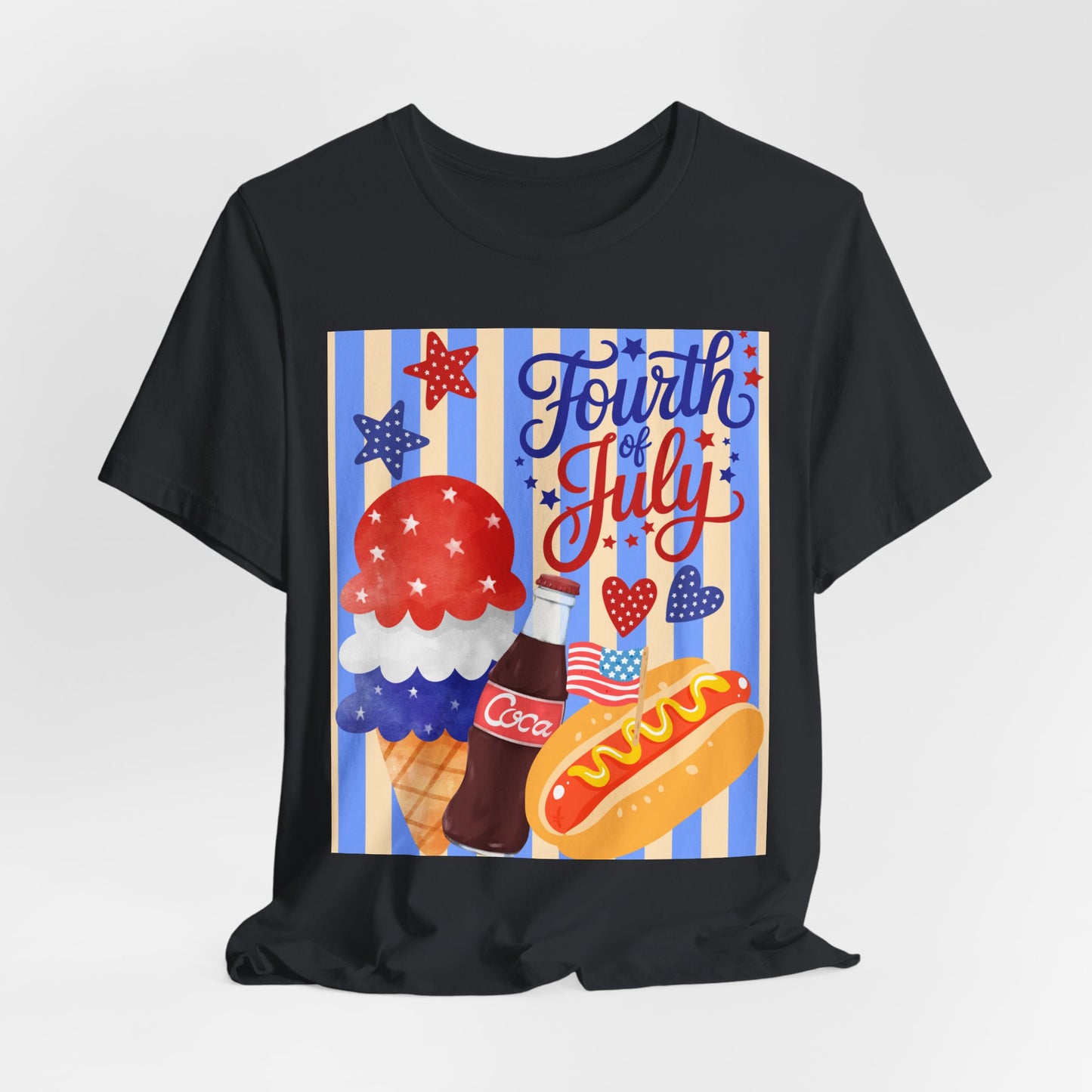 Sunflower Porch Co Fourth of July Ice Cream Hot Dog Tee | Patriotic Summer Independence Day Shirt