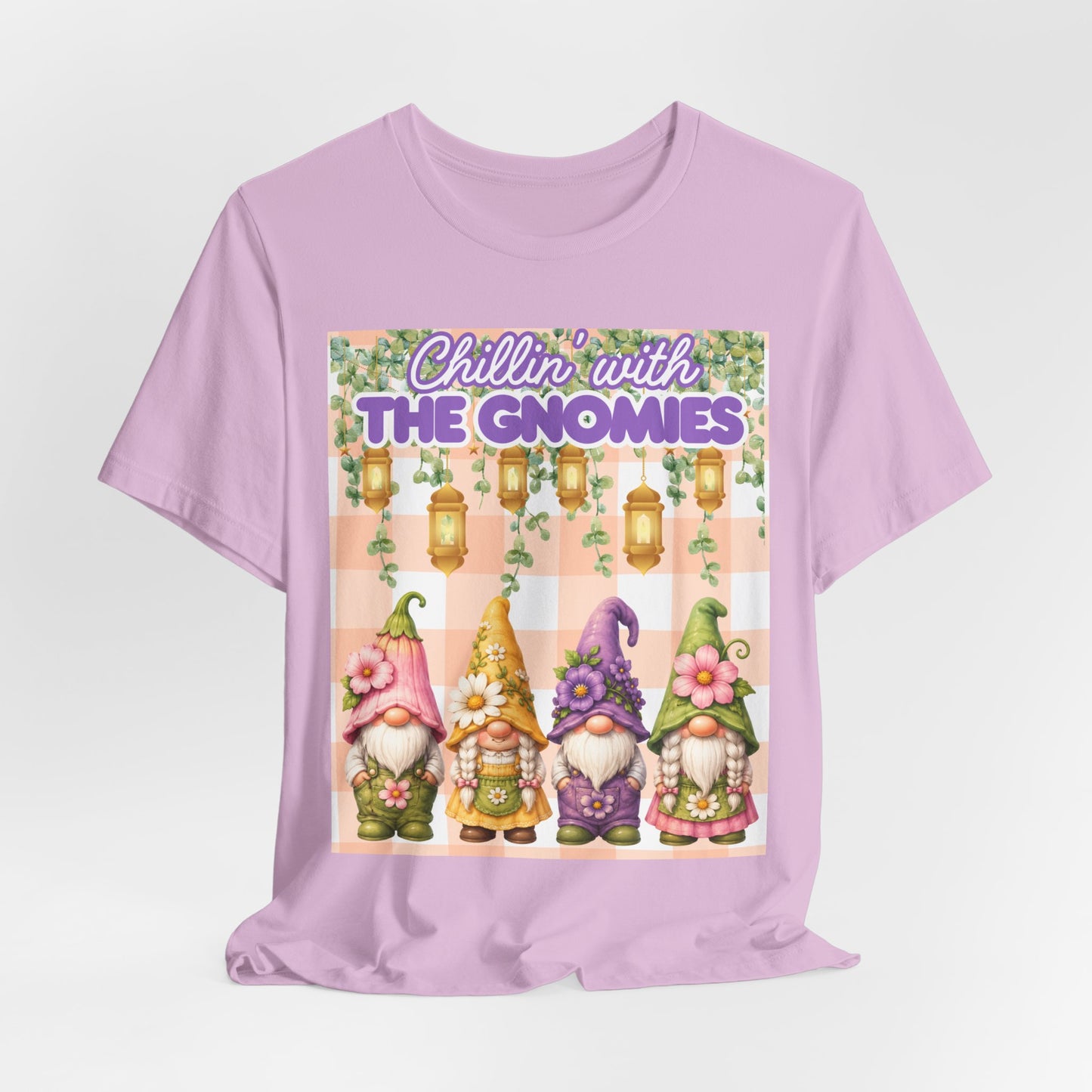 SunflowerPorchCo Chillin with the Gnomes T-Shirt | Gnome Garden Tee, Floral Gnome Design
