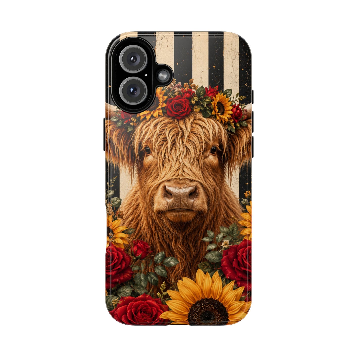 Sunflower Porch Co Highland Cow Floral Crown phone case | Tough Cases