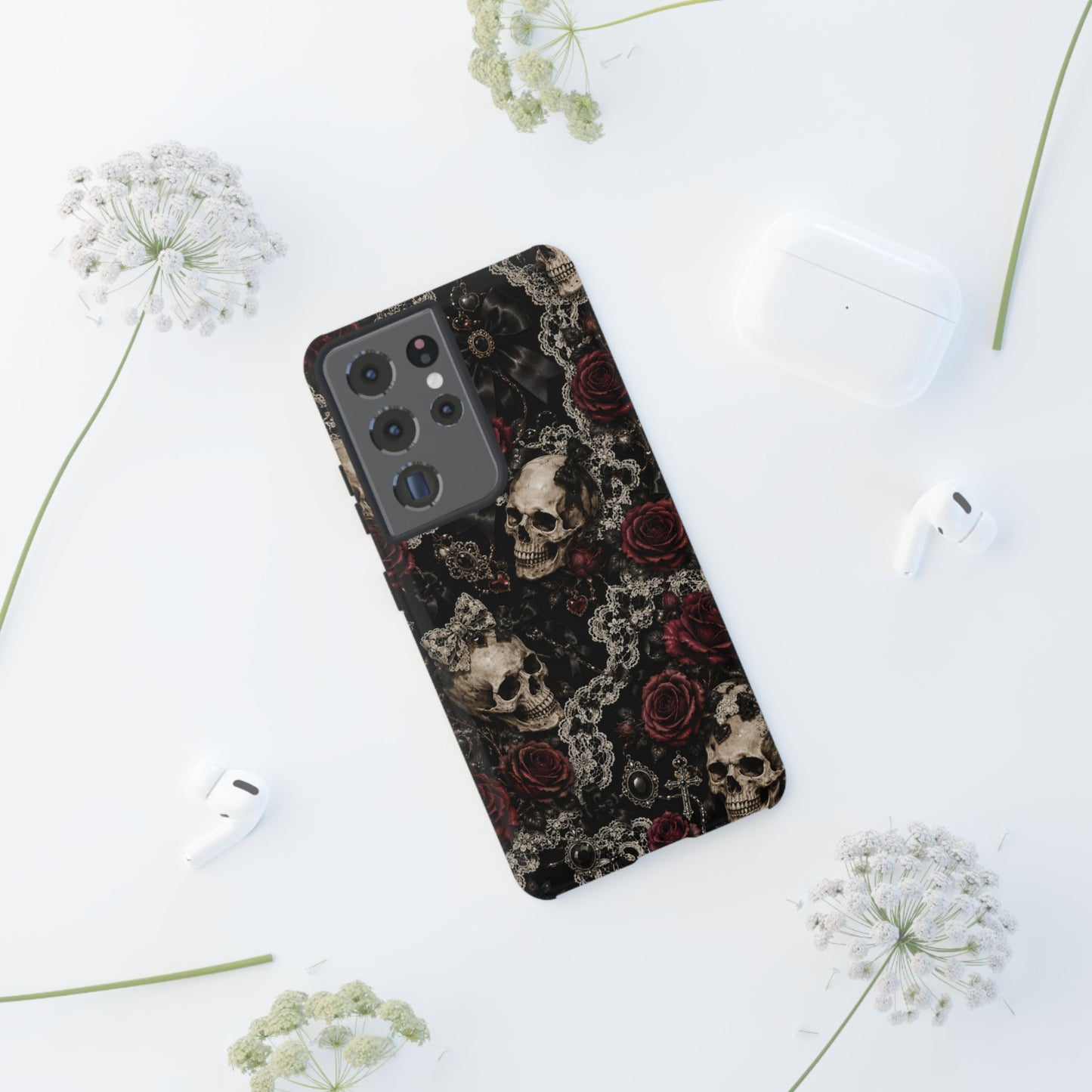 Skull and Red Roses phone case | Tough Cases