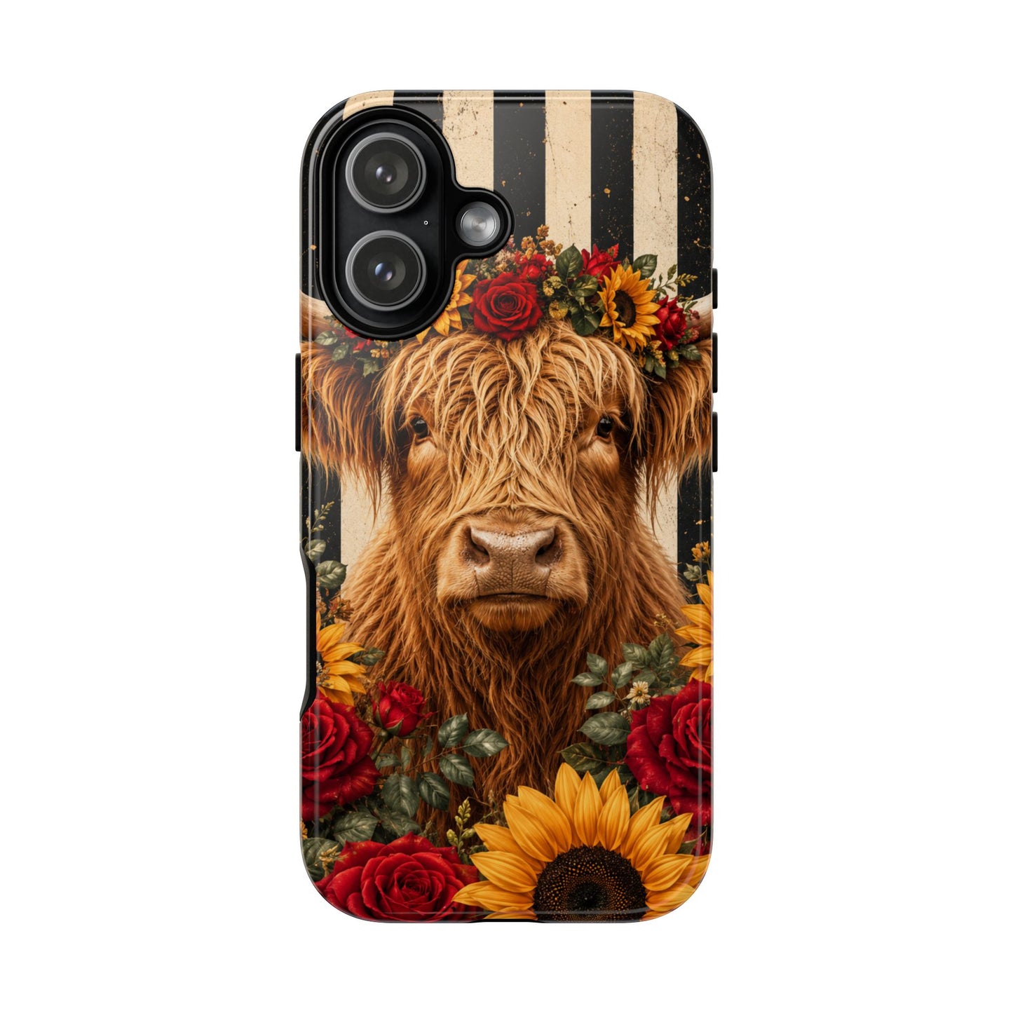 Sunflower Porch Co Highland Cow Floral Crown phone case | Tough Cases