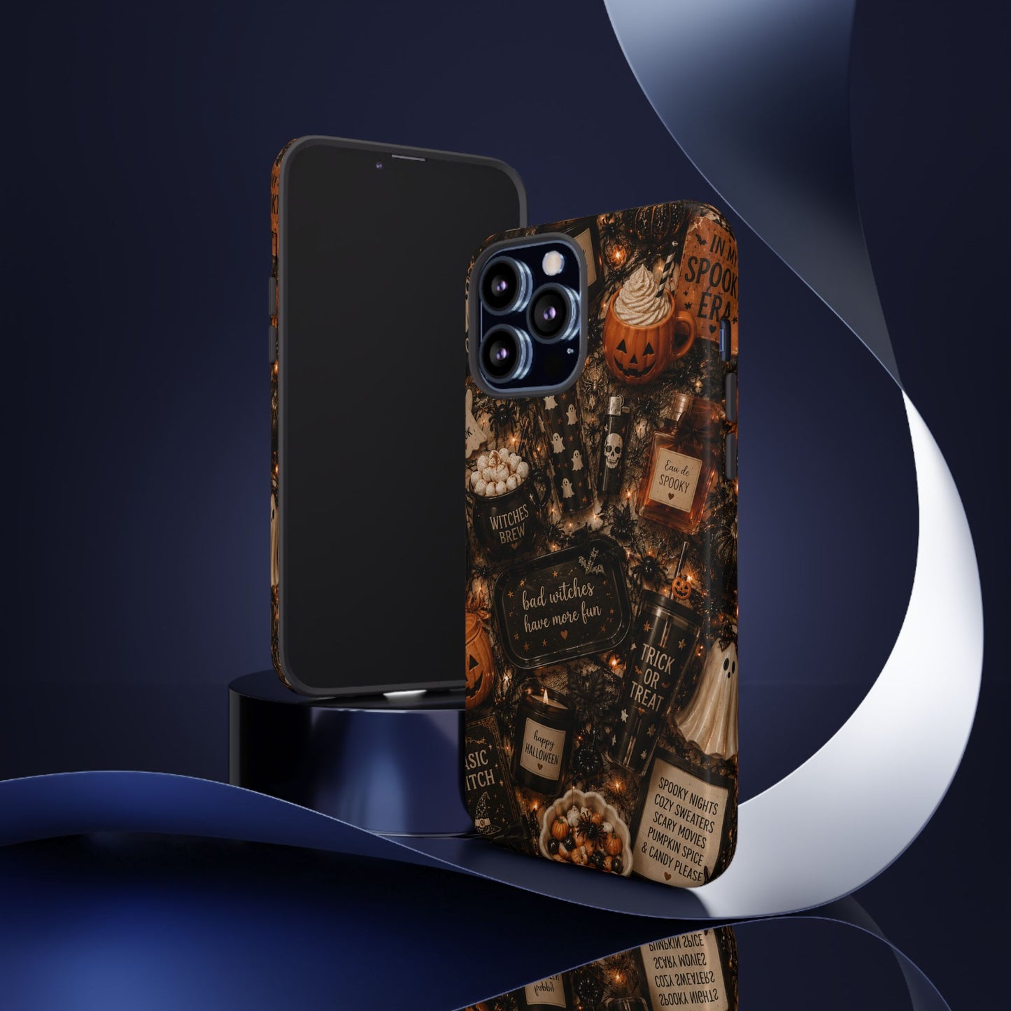 Sunflower Porch Co Halloween Collage phone case | spooky pumpkin witchy design