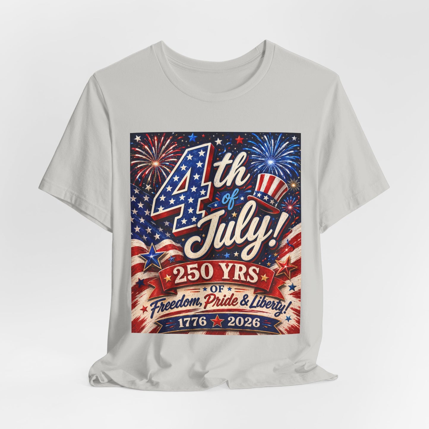Sunflower Porch Co 4th of July T-Shirt - 250 Years 1776-2026 Fireworks, Freedom, Pride & Liberty Tee
