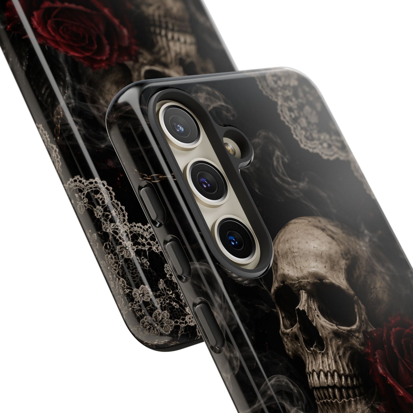 Sunflower Porch Co Skull with Red Rose phone case | Tough Cases