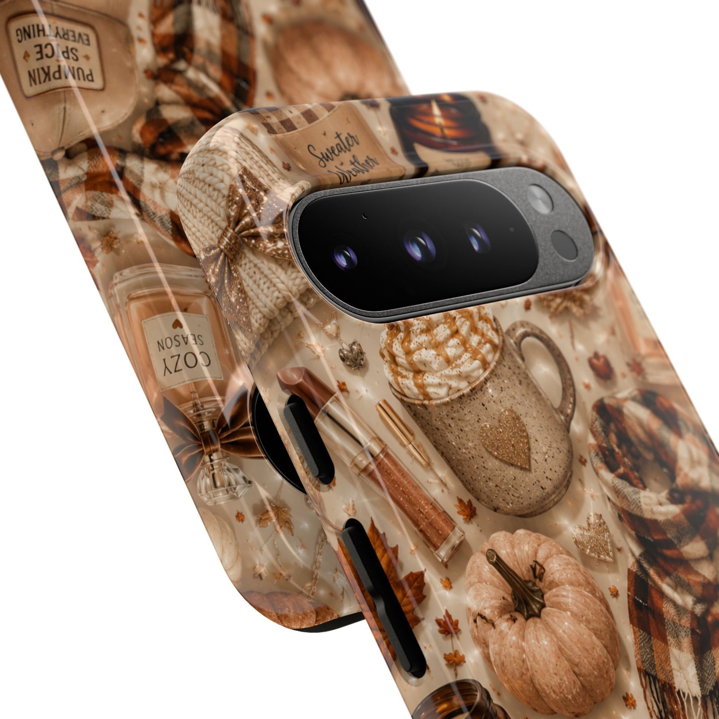 Sunflower Porch Co Cozy Autumn Mug and Pumpkin Pattern Phone Case | Fall Aesthetic