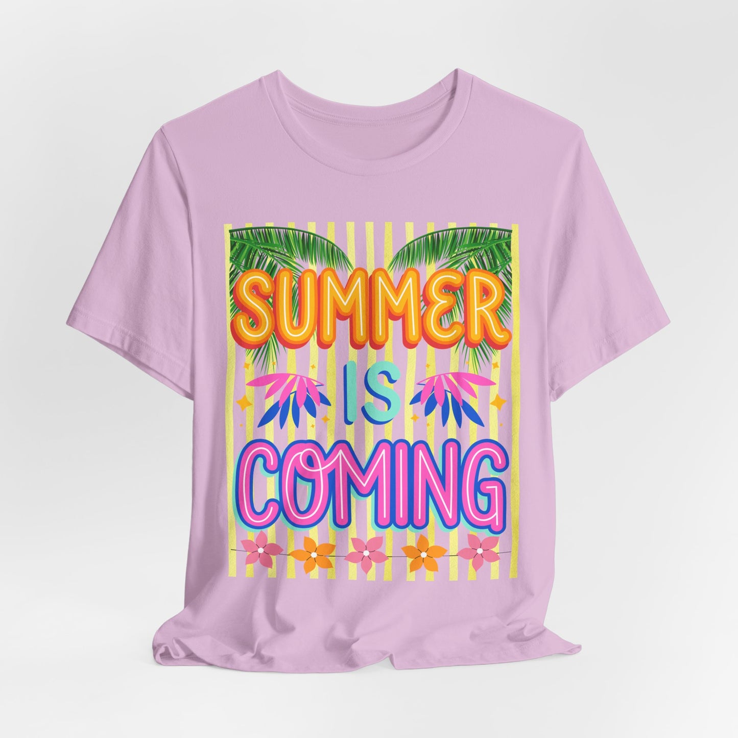 SunflowerPorchCo Summer Is Coming T-Shirt | Tropical Palm Flowers Tee
