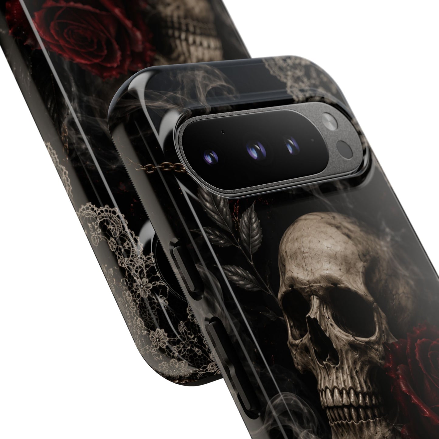 Sunflower Porch Co Skull with Red Rose phone case | Tough Cases