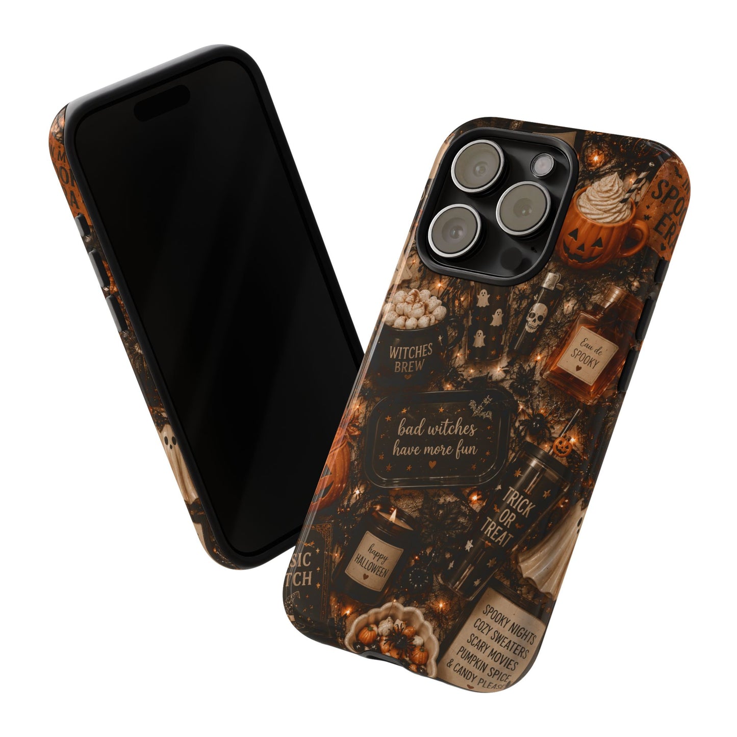 Sunflower Porch Co Halloween Collage phone case | spooky pumpkin witchy design