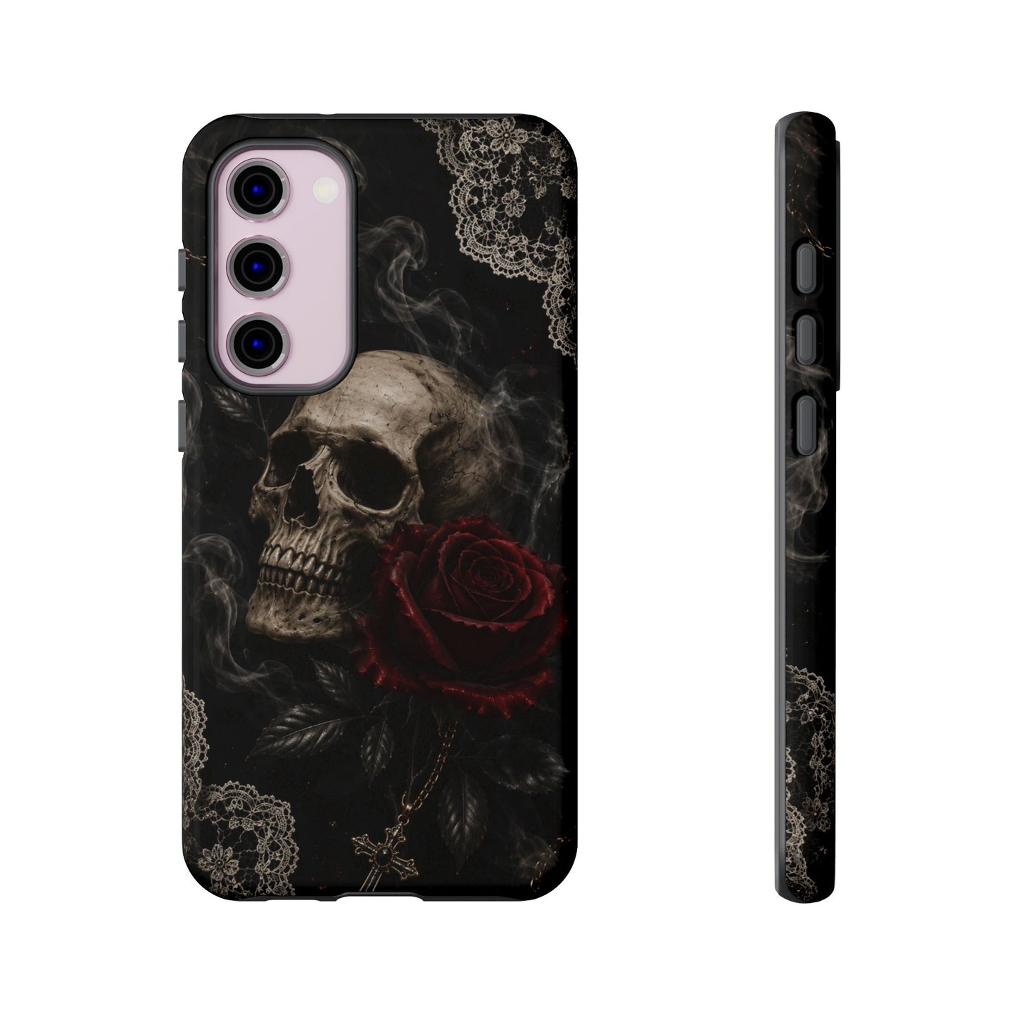 Sunflower Porch Co Skull with Red Rose phone case | Tough Cases