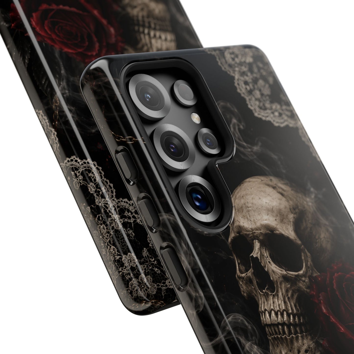 Sunflower Porch Co Skull with Red Rose phone case | Tough Cases