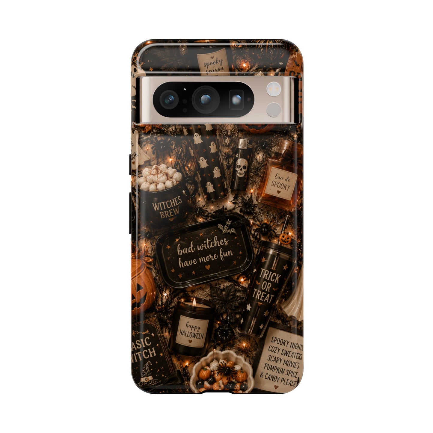 Sunflower Porch Co Halloween Collage phone case | spooky pumpkin witchy design