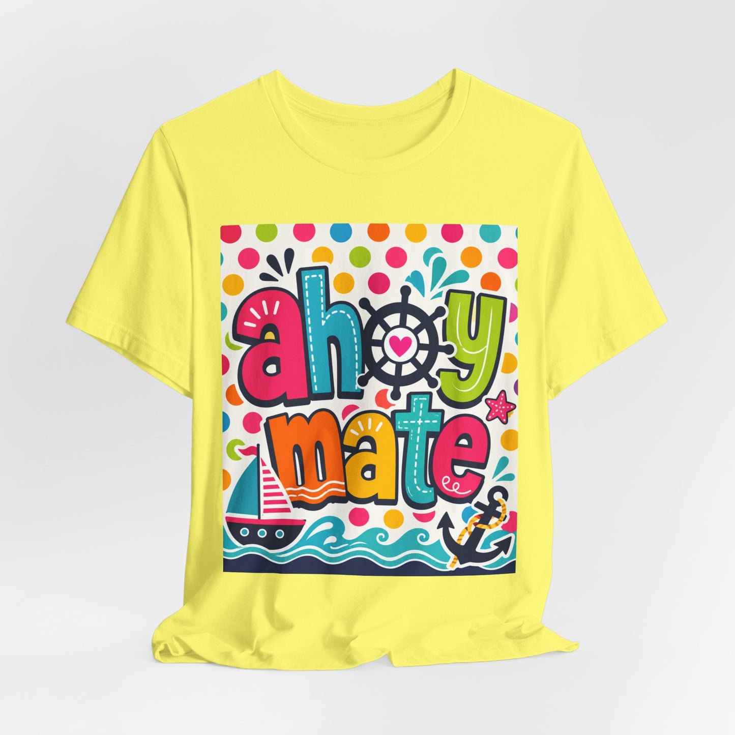 Sunflower Porch Co. Ahoy Mate Kids T-Shirt – Colorful Nautical Sailboat Tee