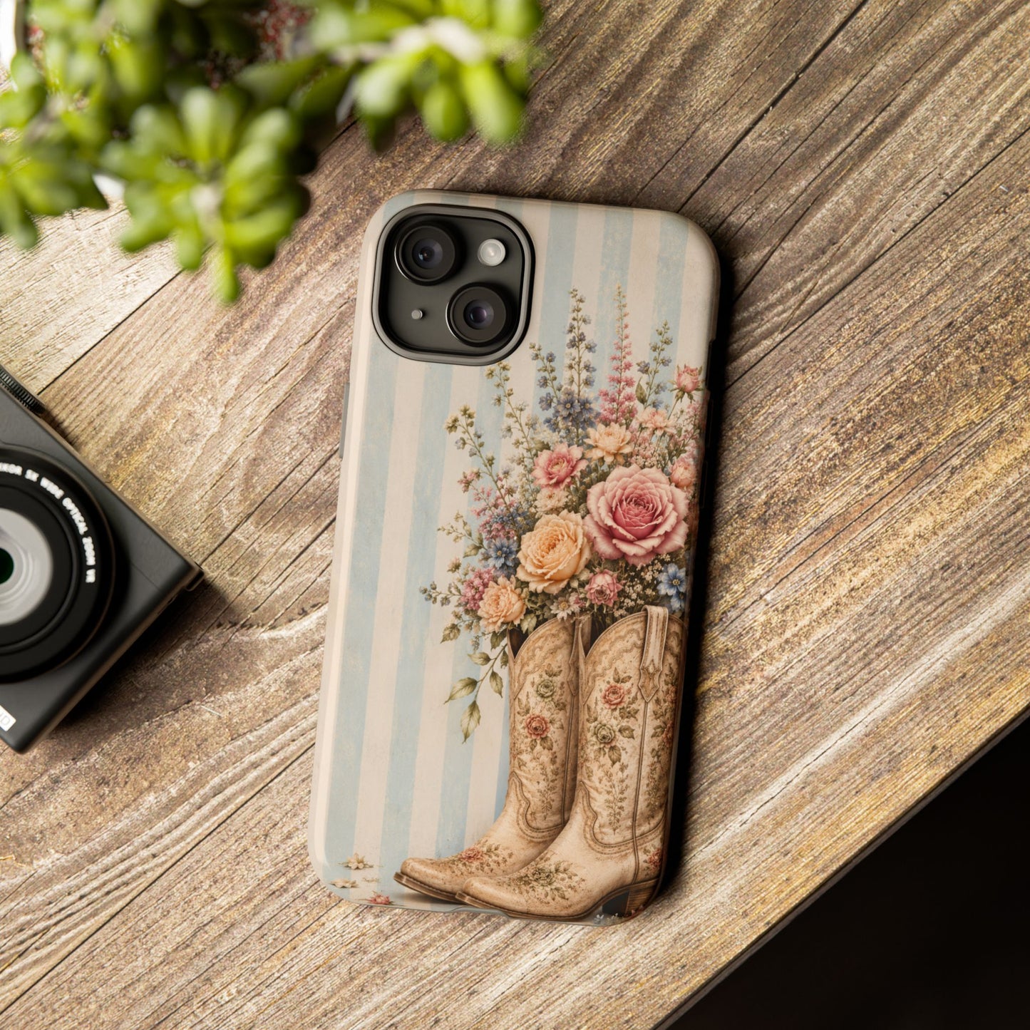 Sunflower Porch Co Vintage Floral Cowboy Boots phone case | iPhone protective case