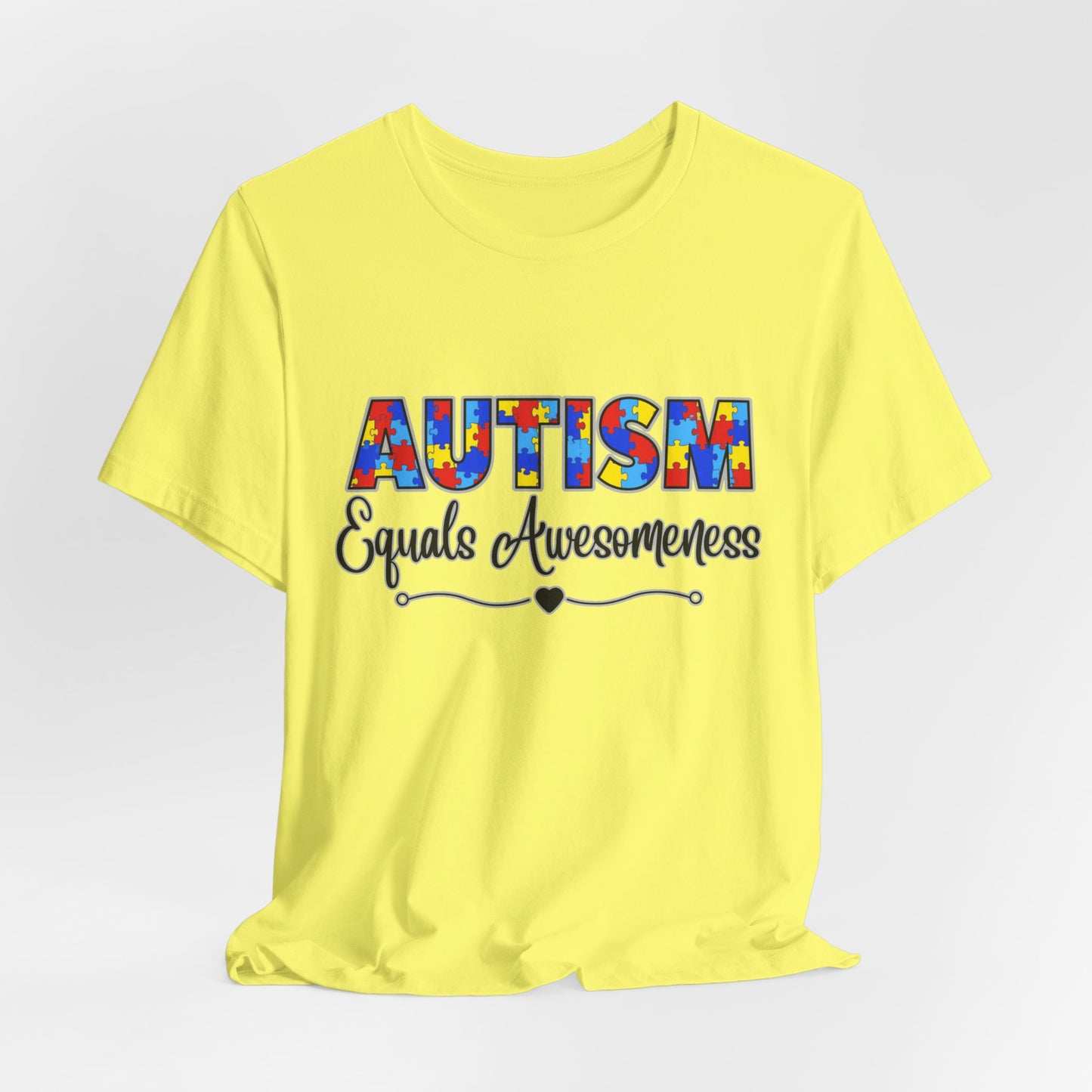SunflowerPorchCo Autism Equals Awesomeness T-Shirt | Puzzle Heart Autism Awareness Tee