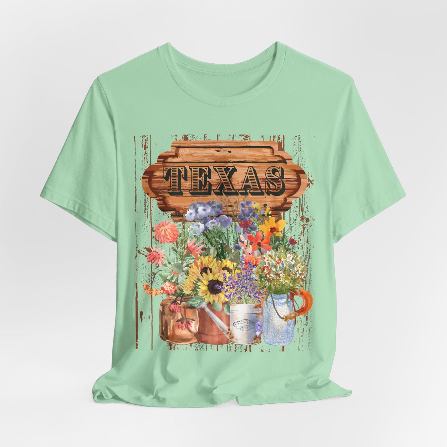 SunflowerPorchCo Texas Rustic Floral Sign T-Shirt | Sunflowers, Wildflowers, Vintage Wood