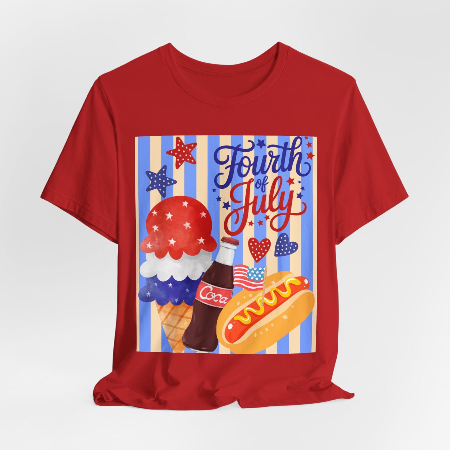 Sunflower Porch Co Fourth of July Ice Cream Hot Dog Tee | Patriotic Summer Independence Day Shirt