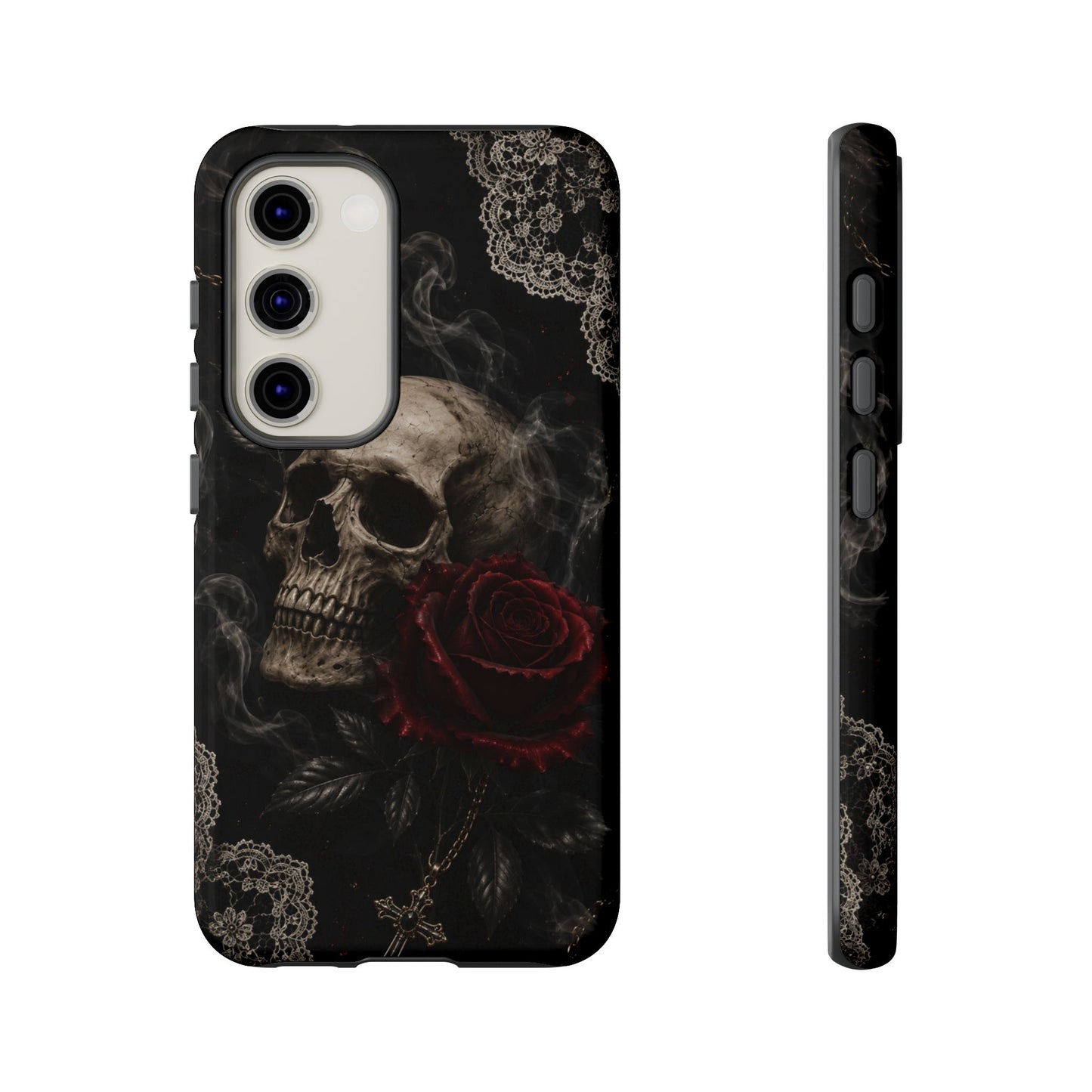 Sunflower Porch Co Skull with Red Rose phone case | Tough Cases