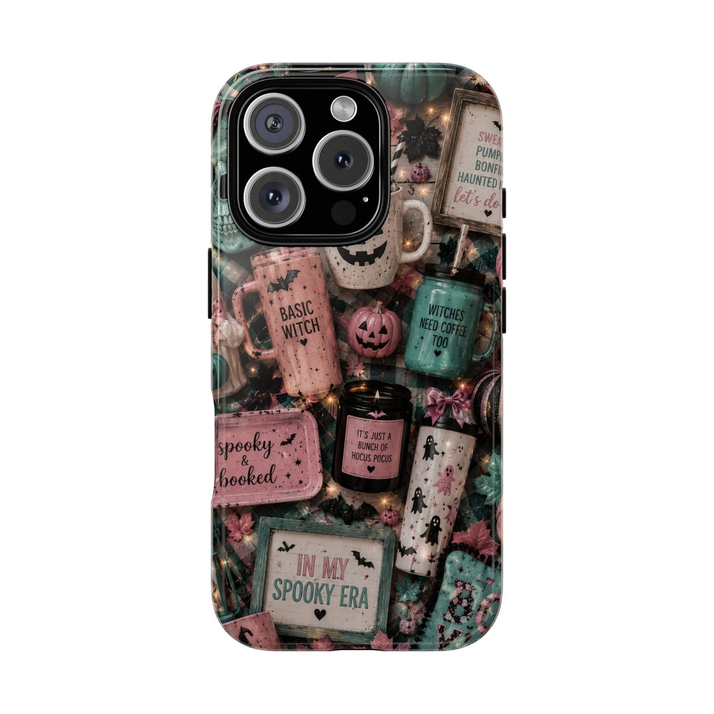 Sunflower Porch Co Spooky Mugs & Pumpkins Tough Cases | Halloween Collage Phone Case