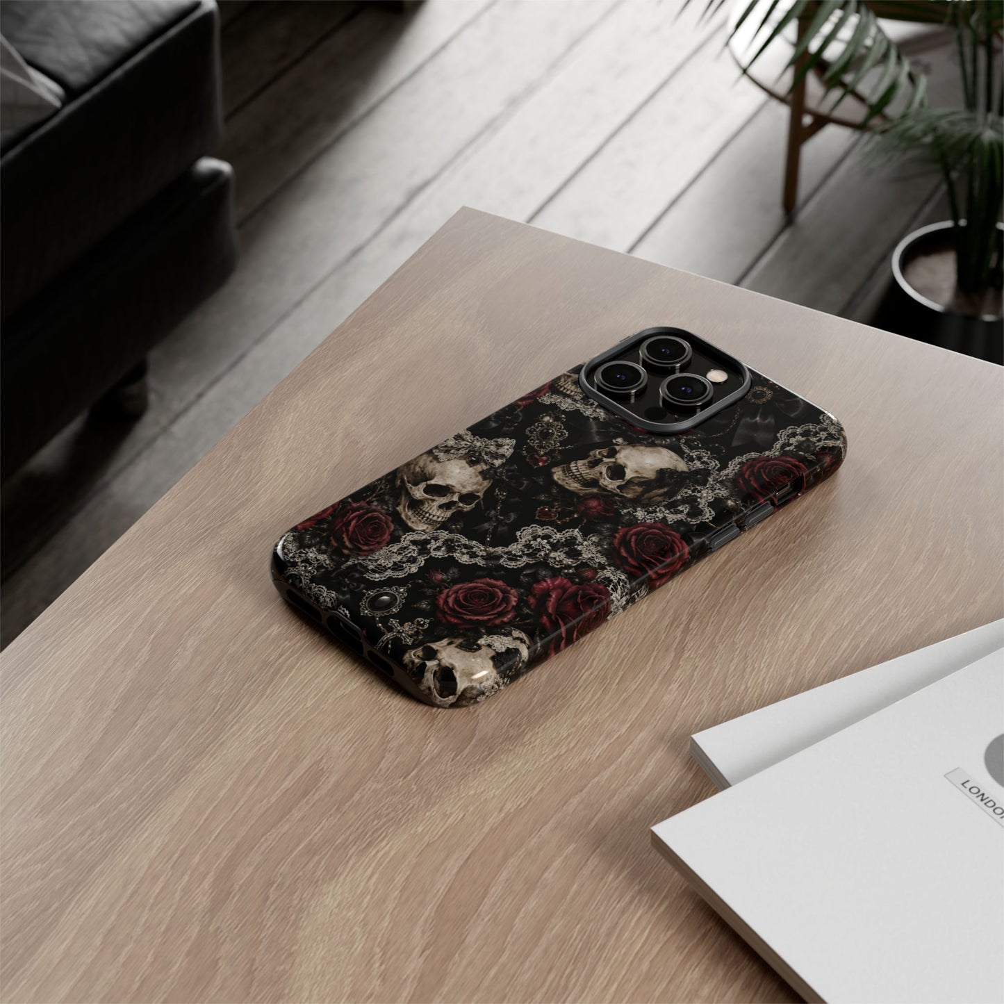 Skull and Red Roses phone case | Tough Cases