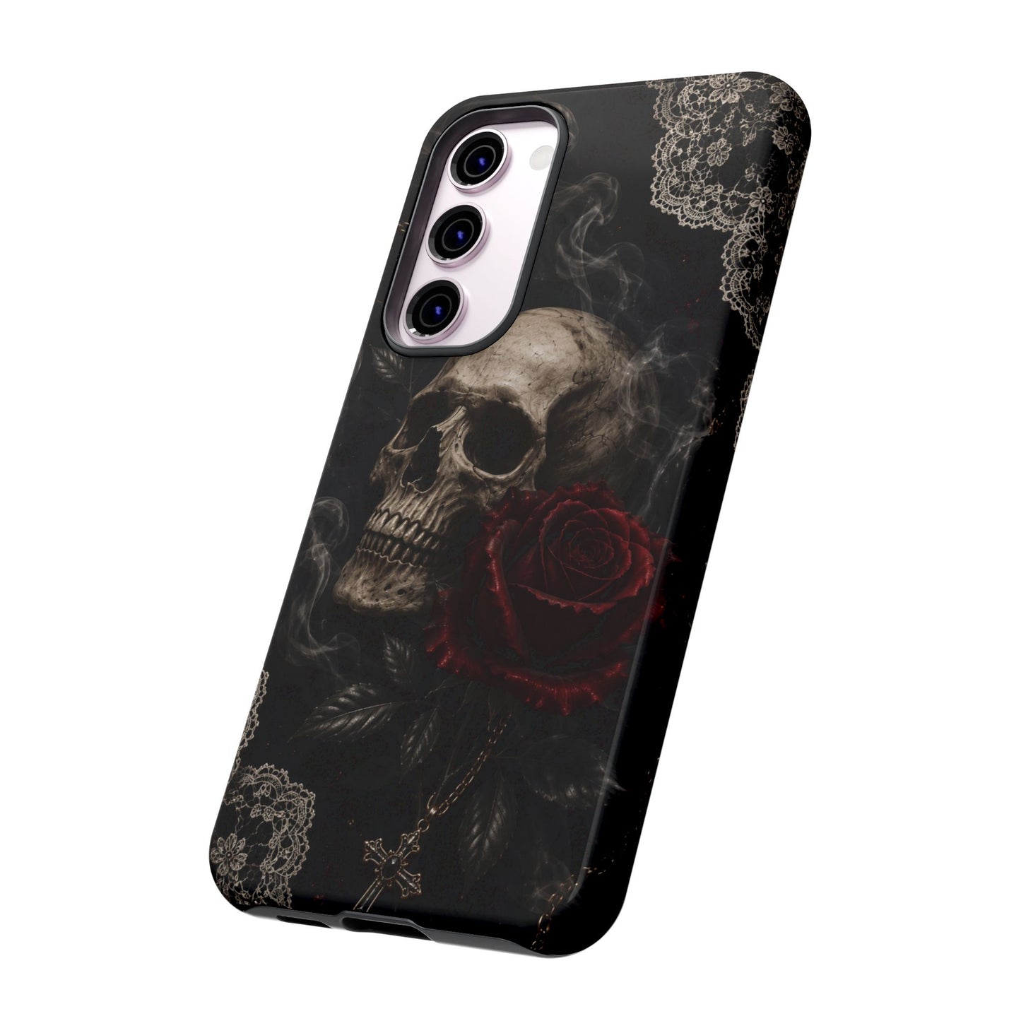Sunflower Porch Co Skull with Red Rose phone case | Tough Cases
