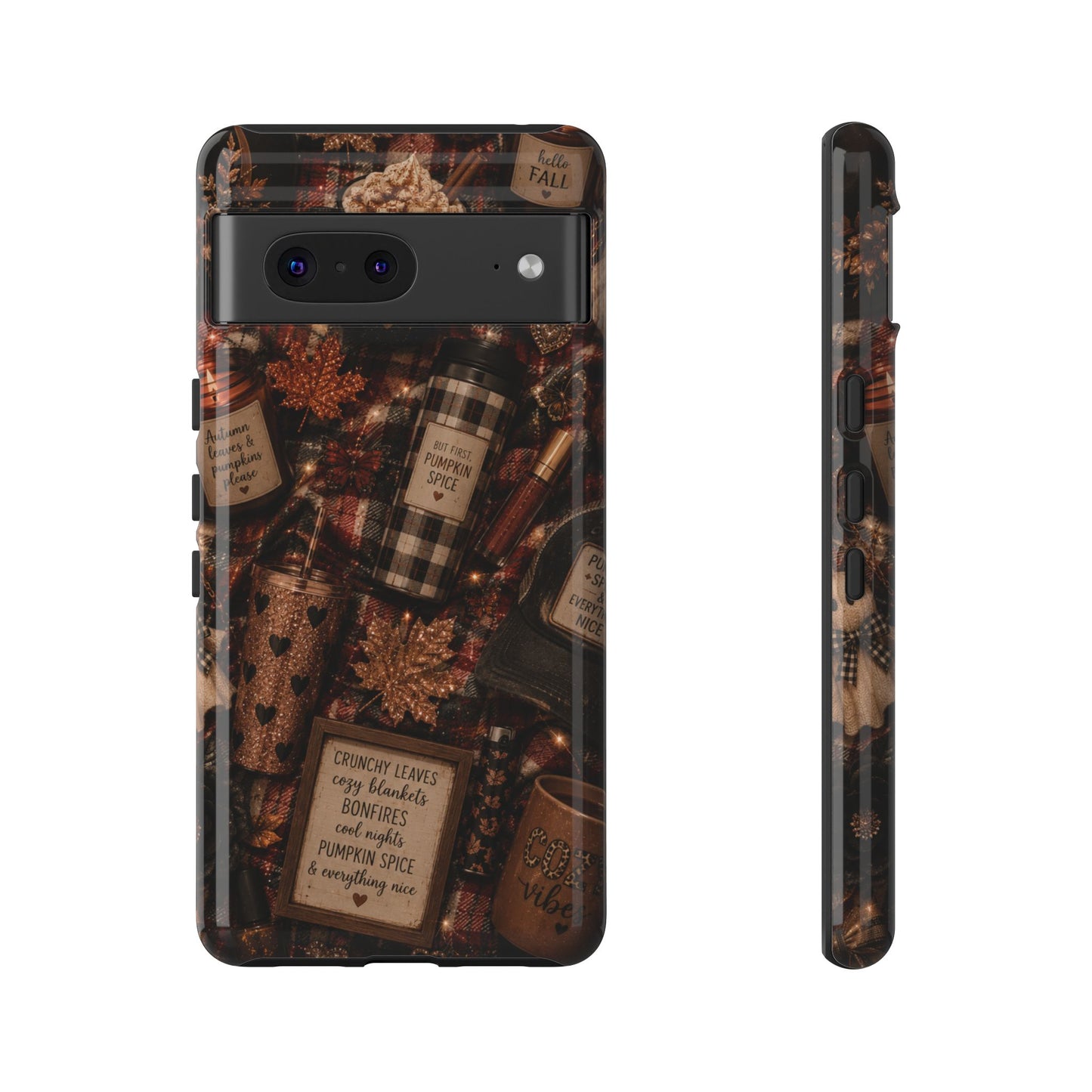 Sunflower Porch Co Cozy Pumpkin Spice Pattern Phone Case | Tough Cases