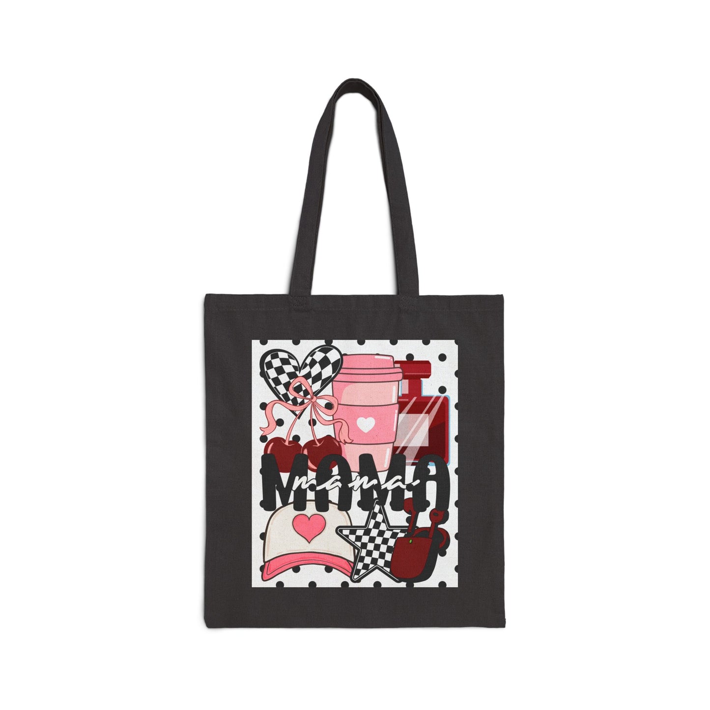 Valentine Coffee Hearts Tote Bag | Love Coffee Pattern Canvas Tote