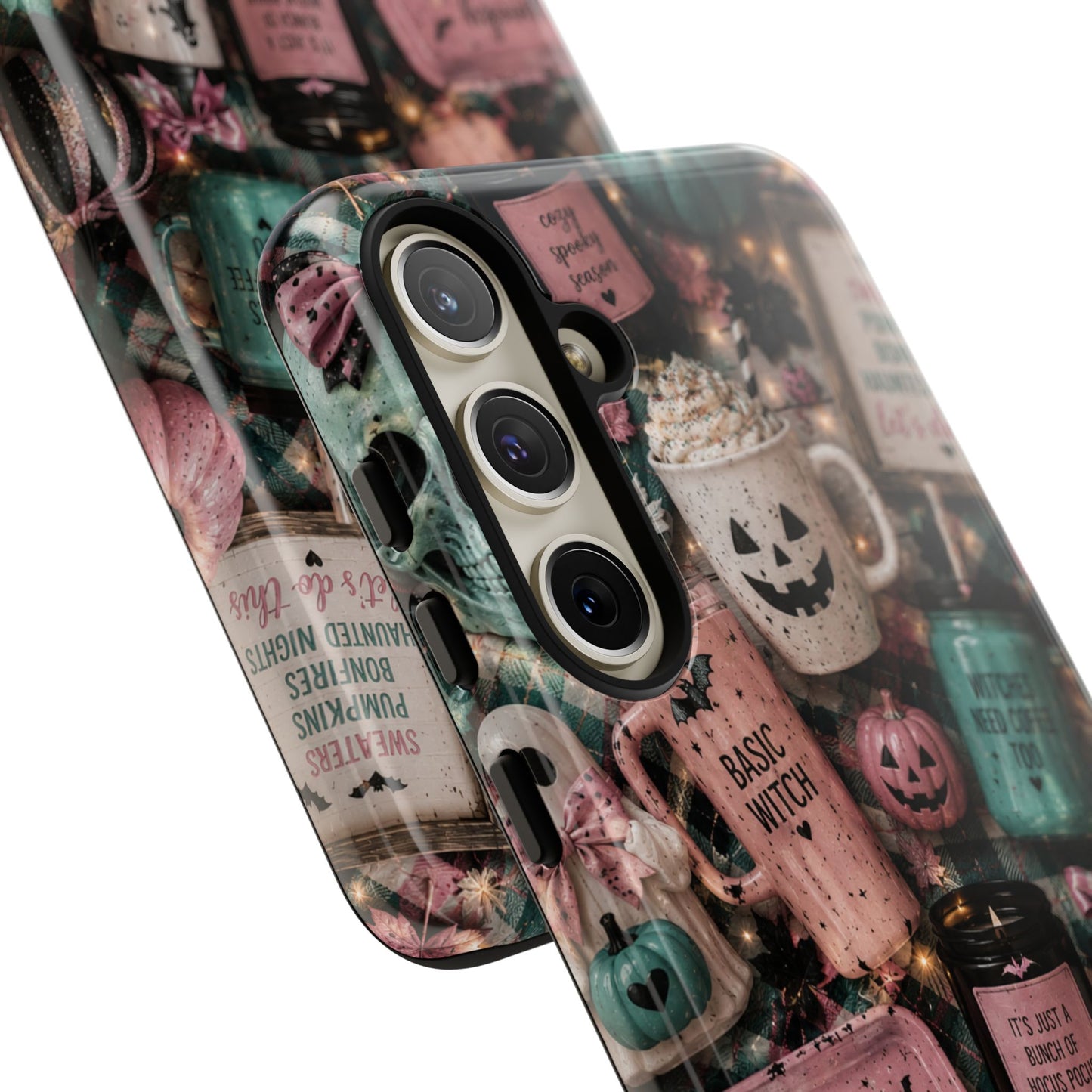 Sunflower Porch Co Spooky Mugs & Pumpkins Tough Cases | Halloween Collage Phone Case