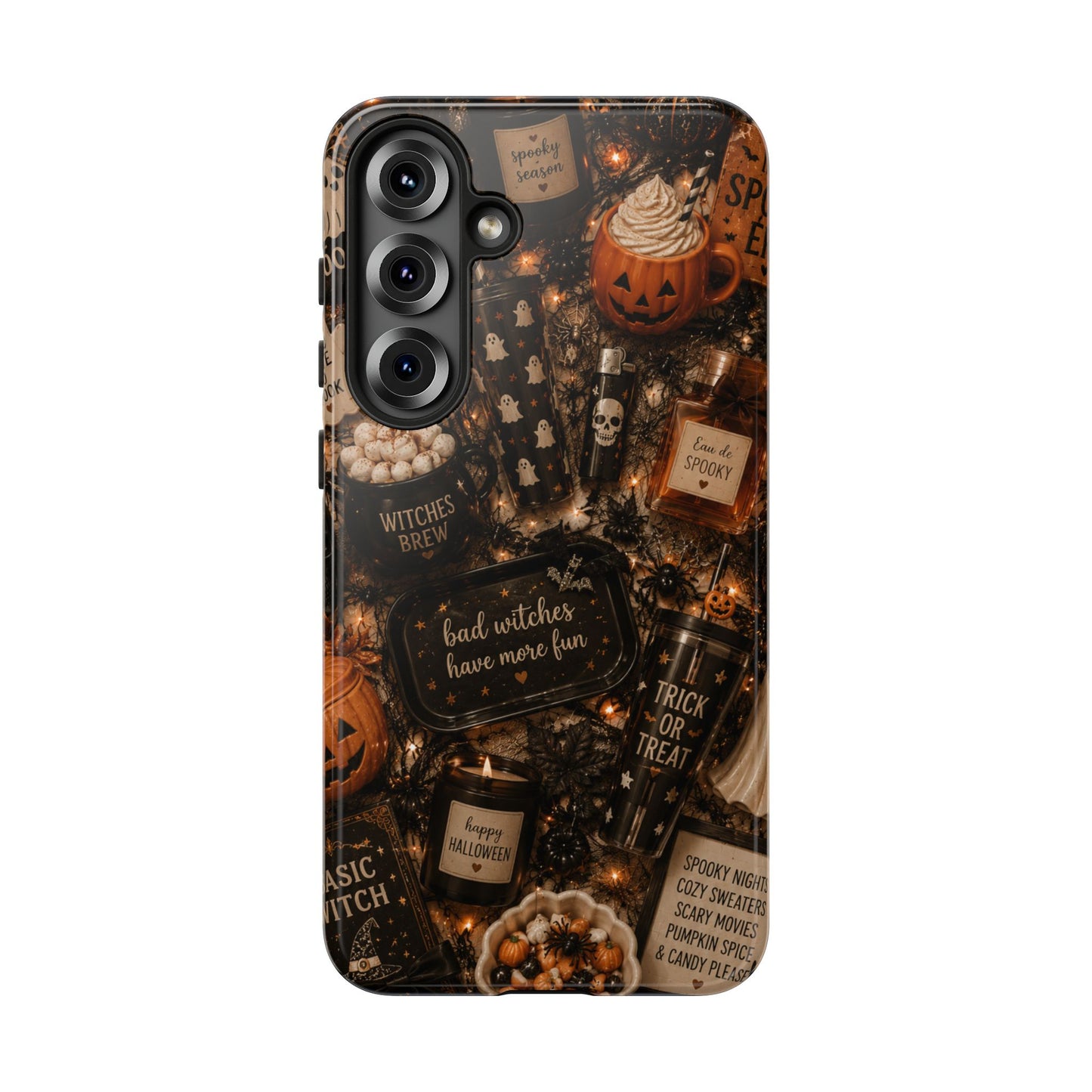 Sunflower Porch Co Halloween Collage phone case | spooky pumpkin witchy design