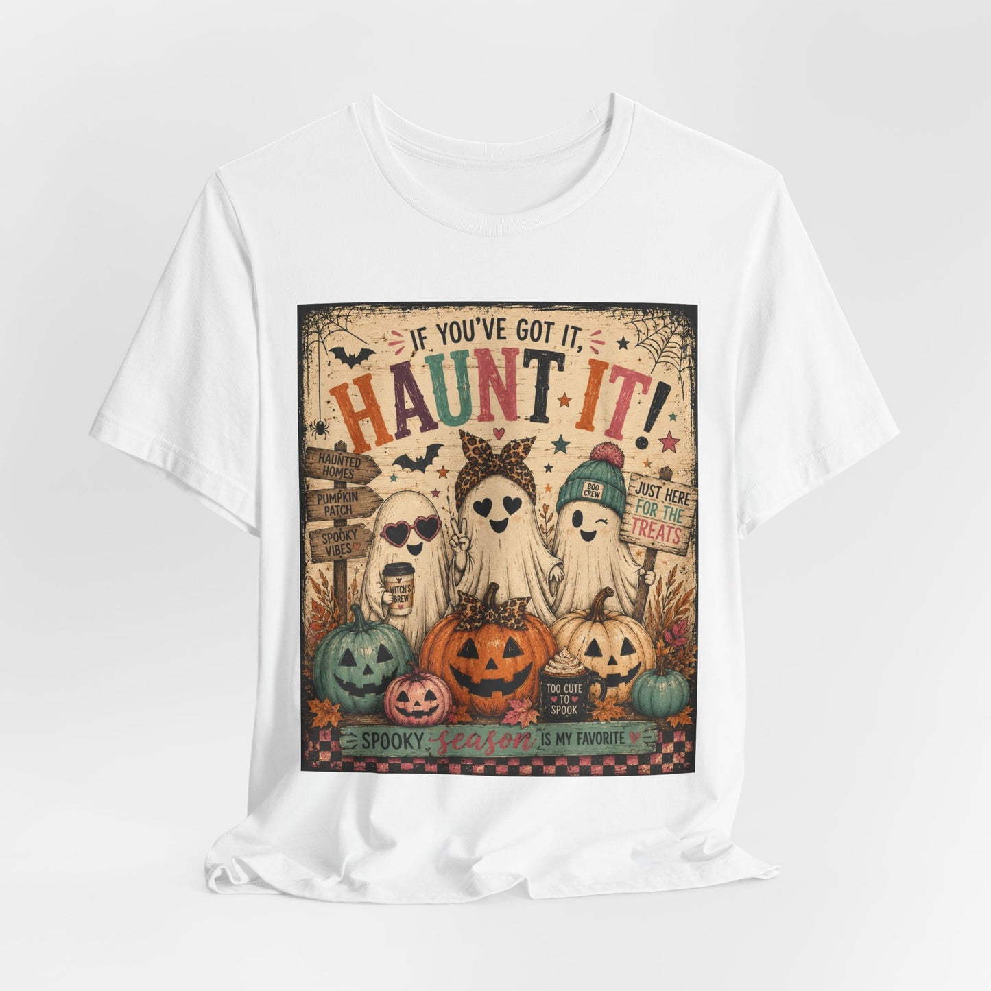 Sunflower Porch Co Haunt It! Ghosts and Pumpkins Tee | Halloween spooky vintage graphic