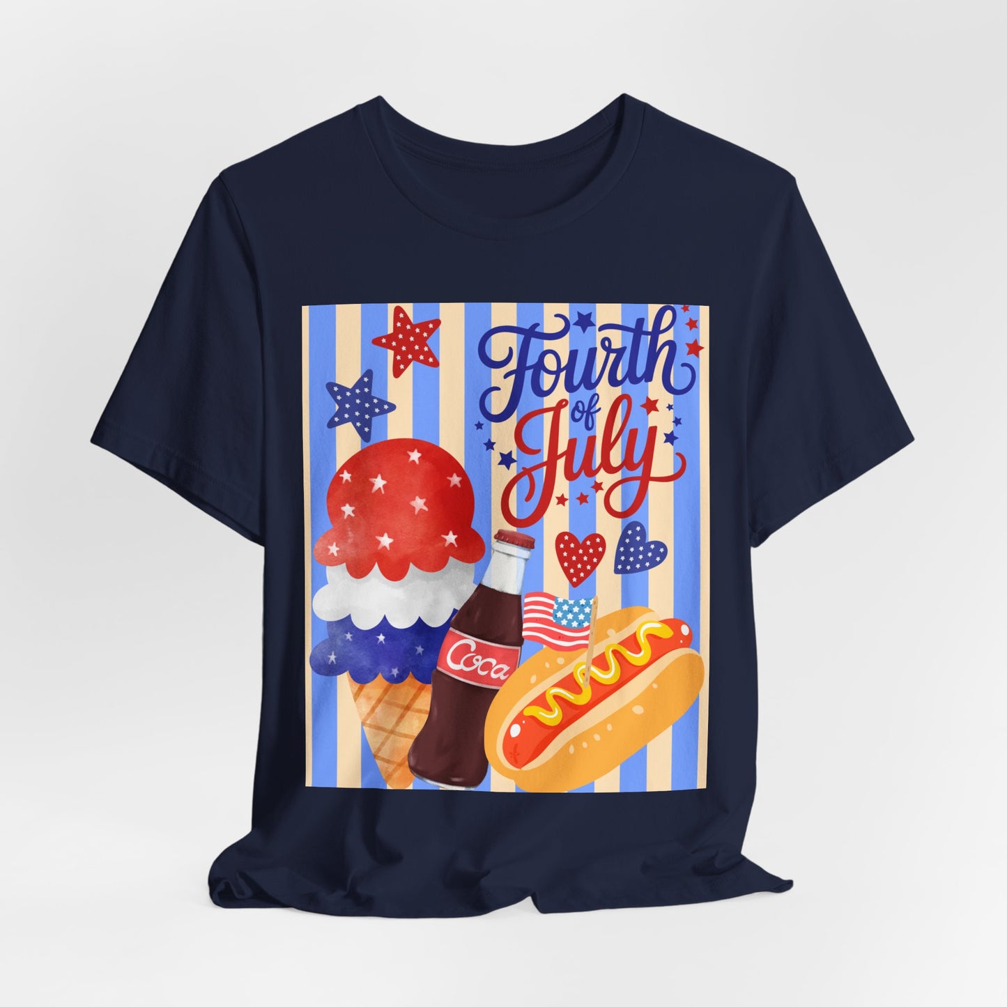 Sunflower Porch Co Fourth of July Ice Cream Hot Dog Tee | Patriotic Summer Independence Day Shirt