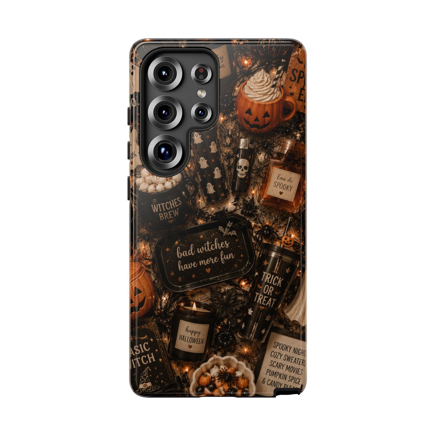 Sunflower Porch Co Halloween Collage phone case | spooky pumpkin witchy design