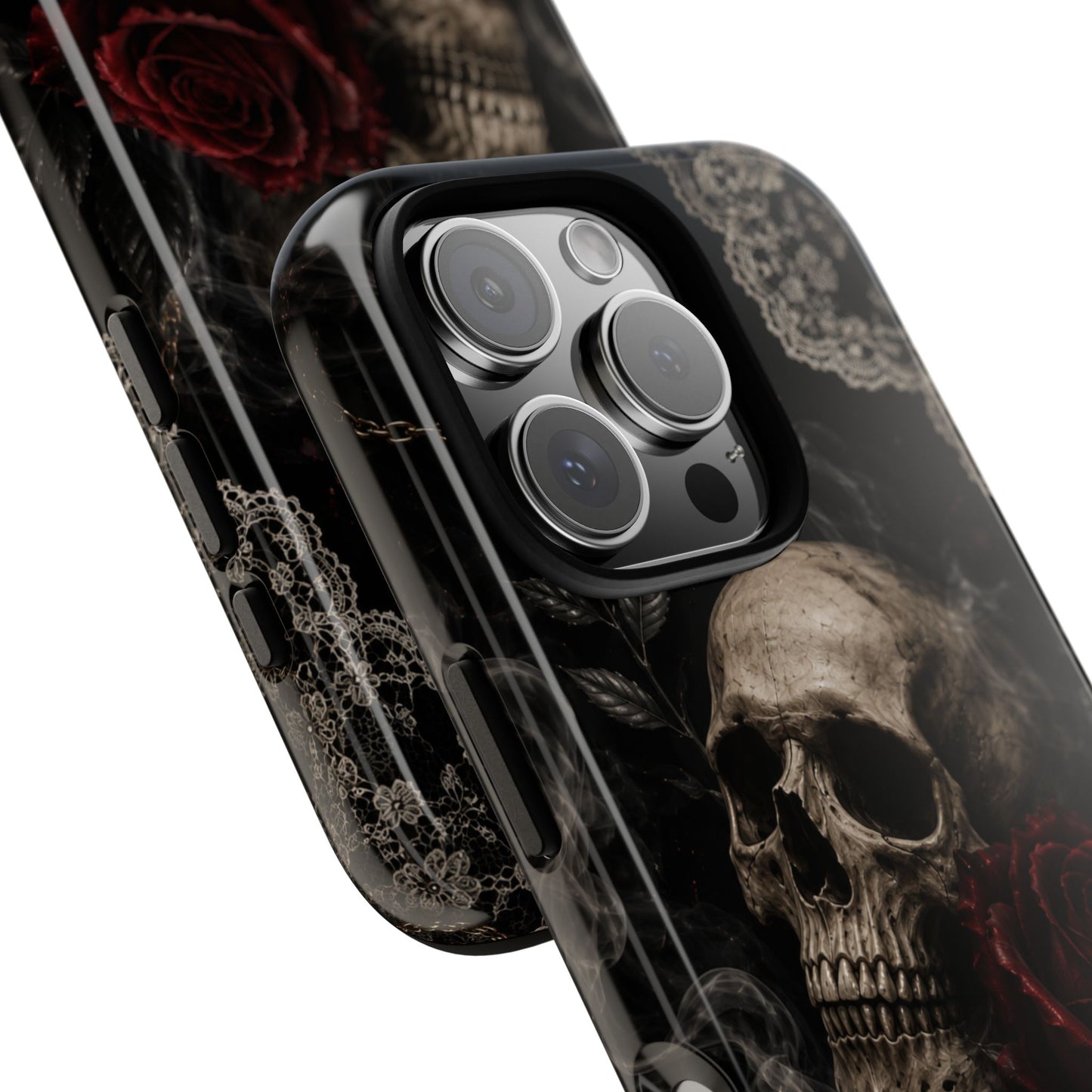 Sunflower Porch Co Skull with Red Rose phone case | Tough Cases