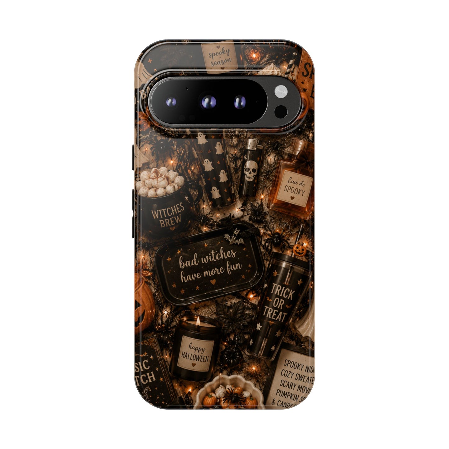 Sunflower Porch Co Halloween Collage phone case | spooky pumpkin witchy design