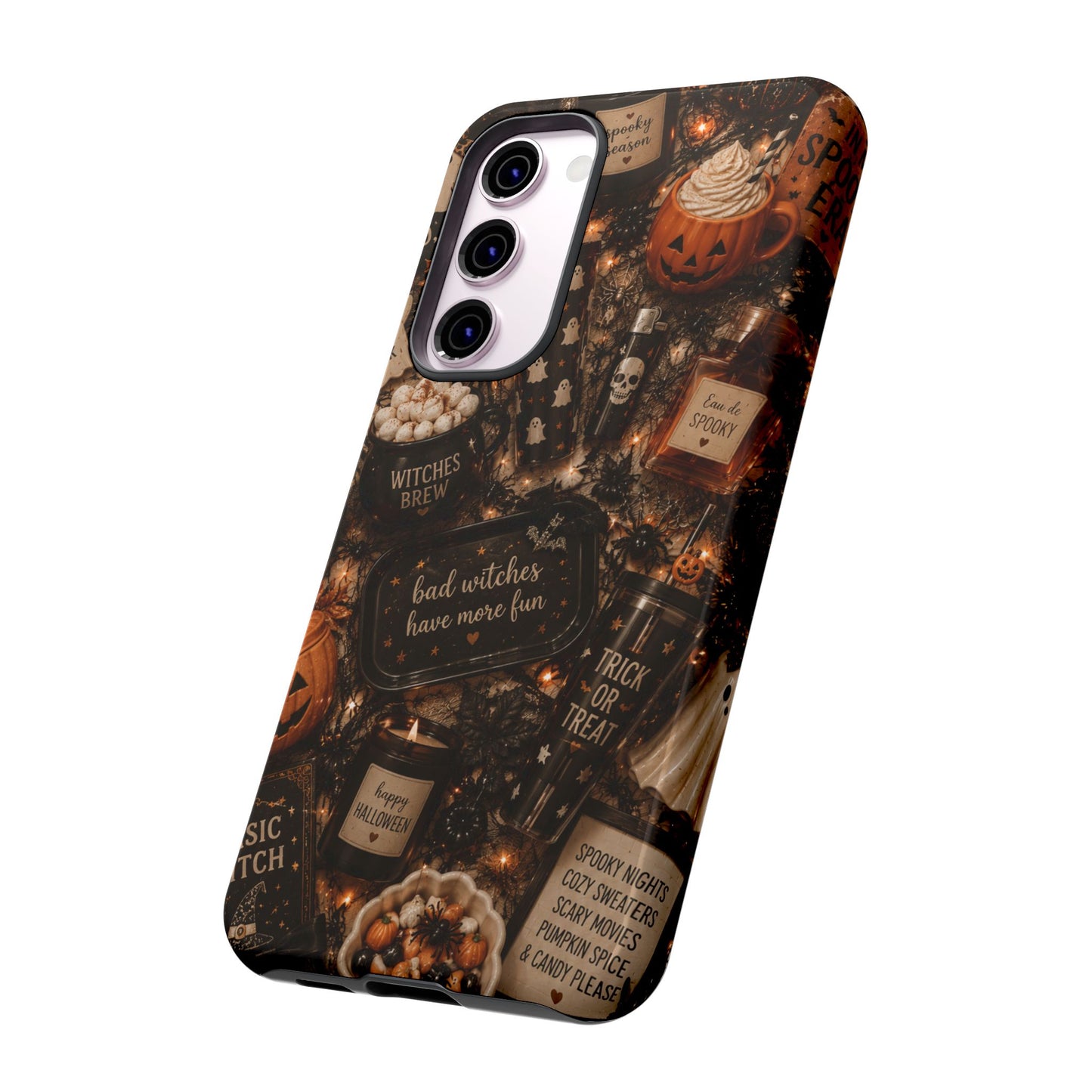 Sunflower Porch Co Halloween Collage phone case | spooky pumpkin witchy design