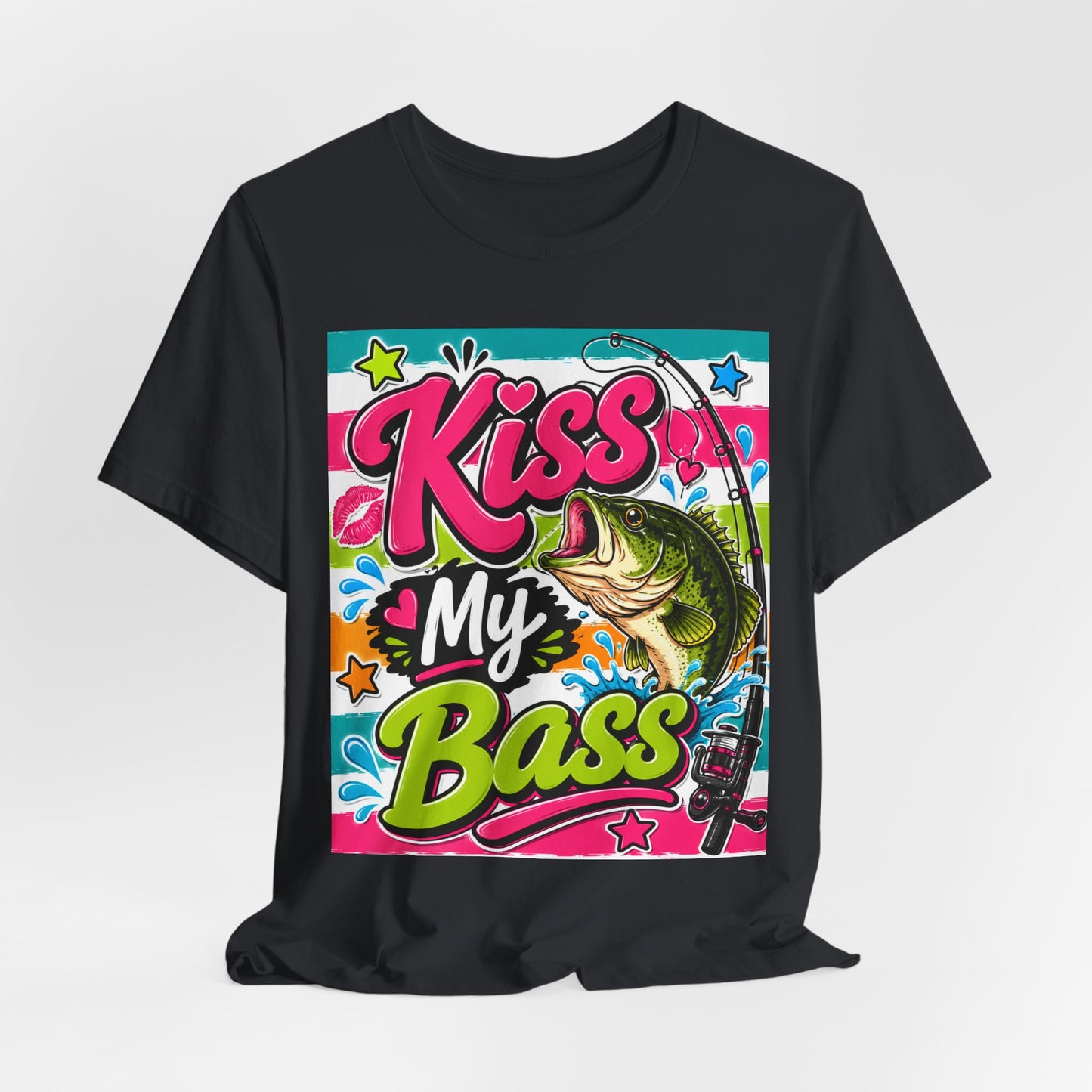Sunflower Porch Co. Kiss My Bass T-Shirt – Funny Fishing Tee with Bass Graphic
