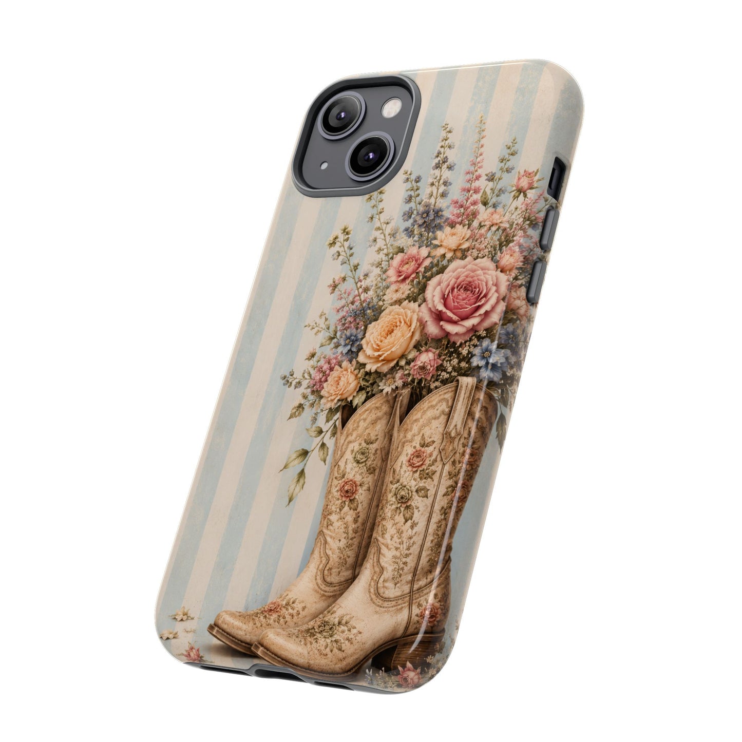 Sunflower Porch Co Vintage Floral Cowboy Boots phone case | iPhone protective case