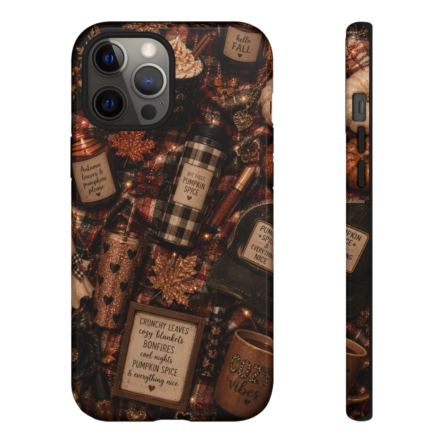 Sunflower Porch Co Cozy Pumpkin Spice Pattern Phone Case | Tough Cases