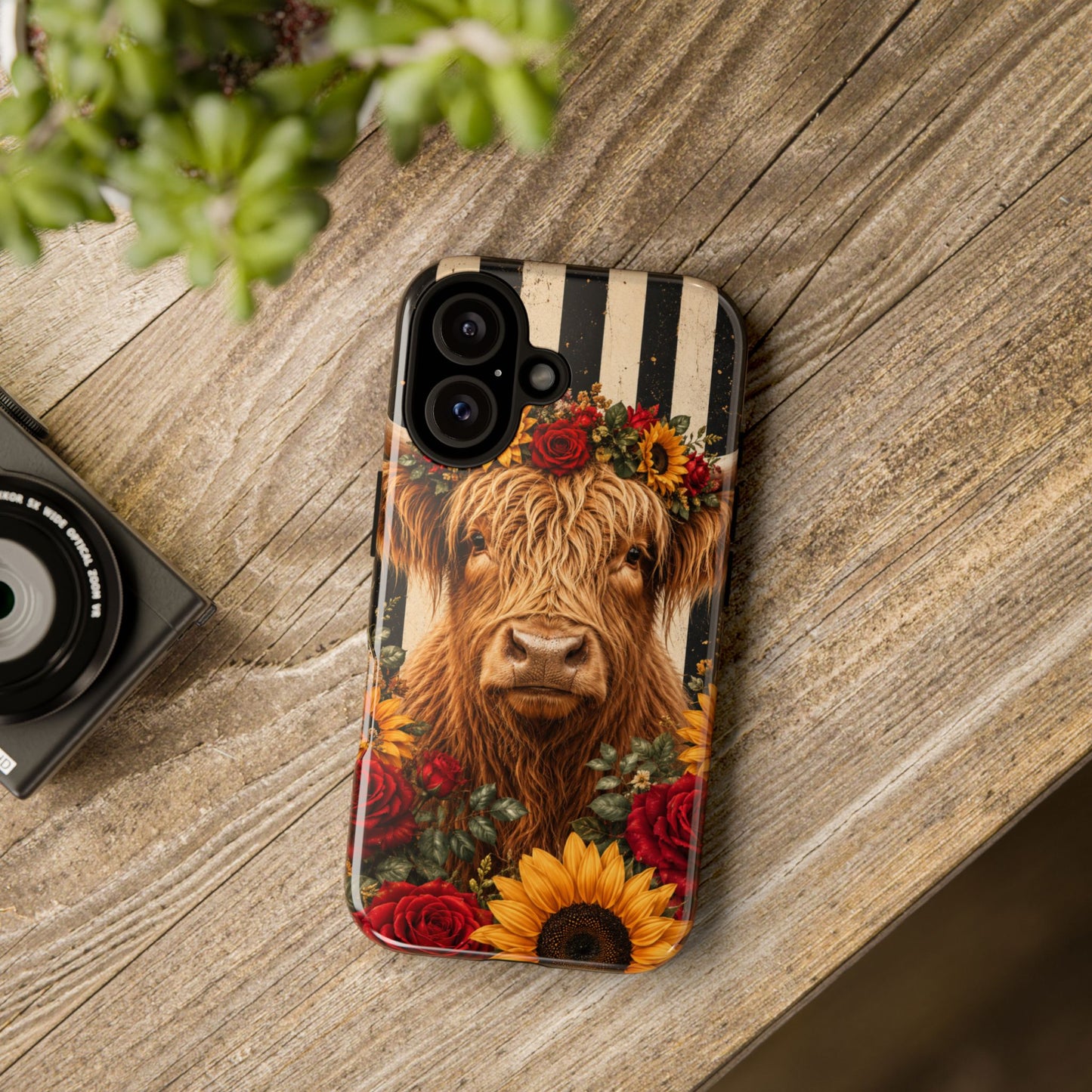 Sunflower Porch Co Highland Cow Floral Crown phone case | Tough Cases